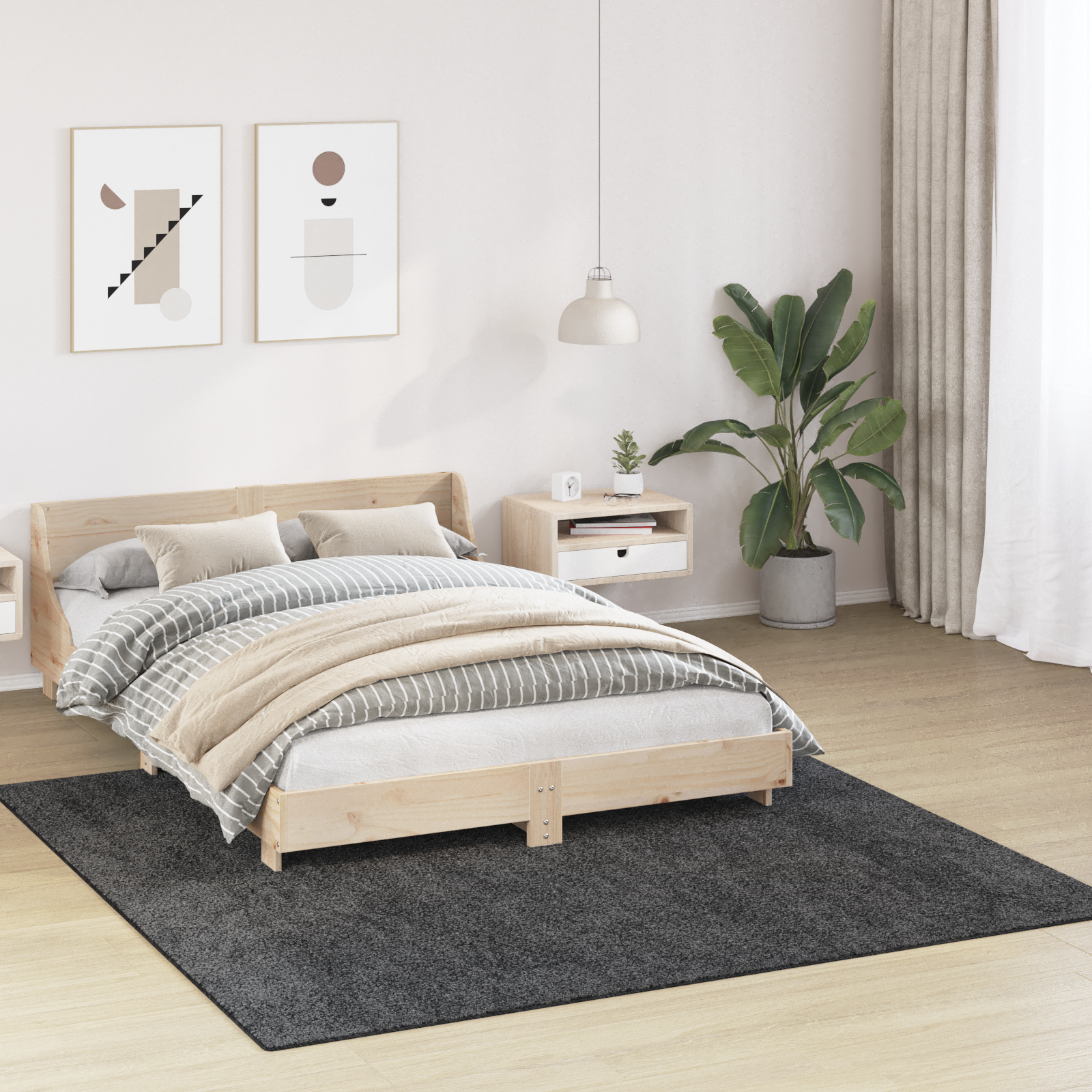 Shaggy Rug with Latex Backing Dark Grey 200x200 cm - Image 3