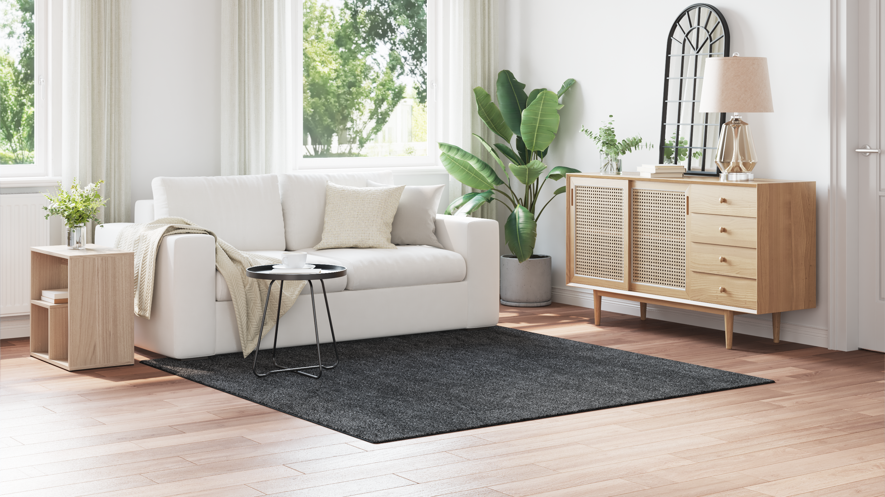 Shaggy Rug with Latex Backing Dark Grey 200x200 cm - Image 4