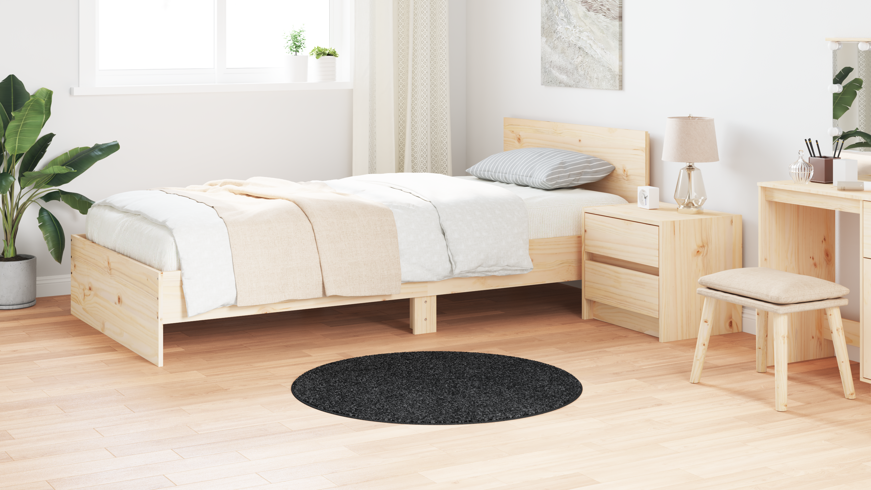 Shaggy Rug with Latex Backing Dark Grey ø90 cm - Image 4