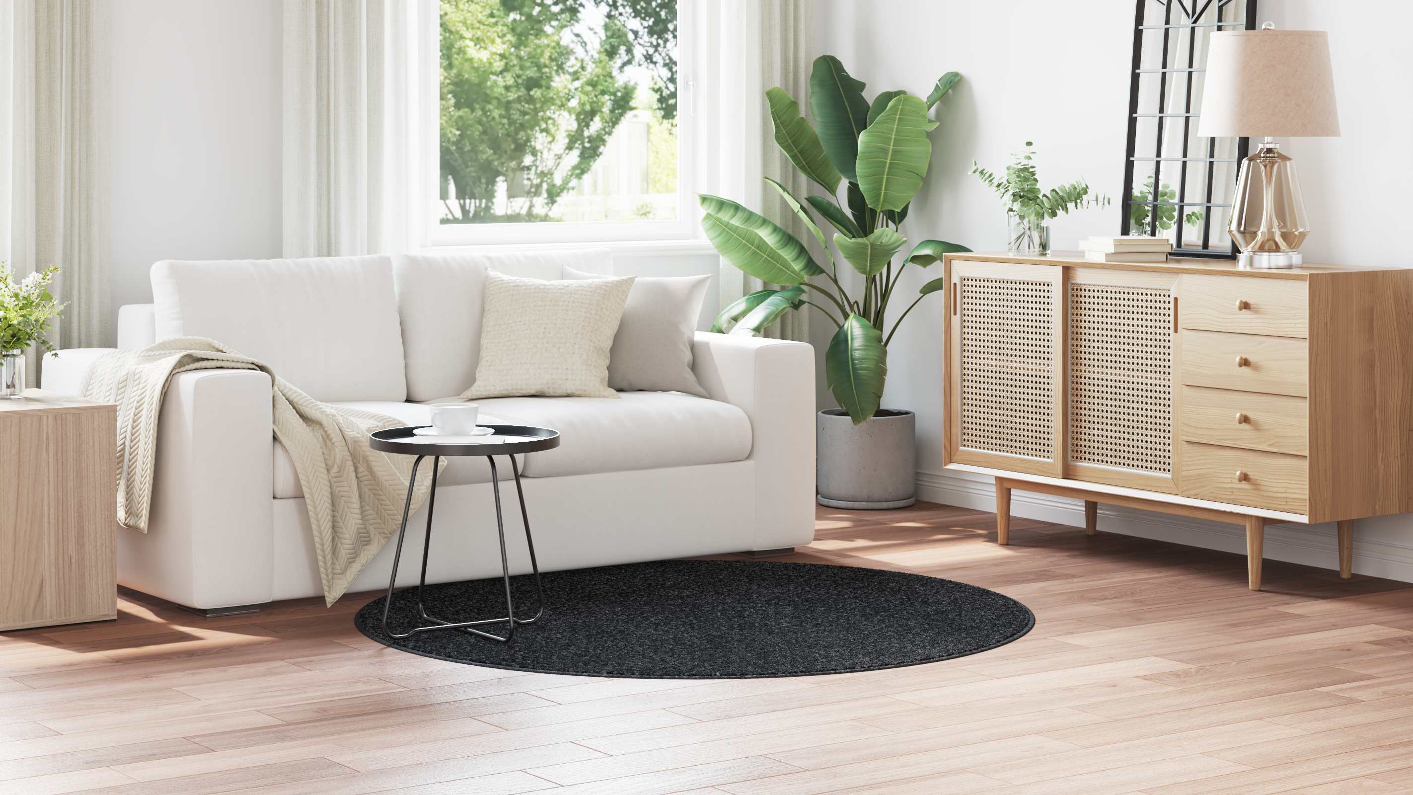 Shaggy Rug with Latex Backing Dark Grey ø160 cm - Image 4