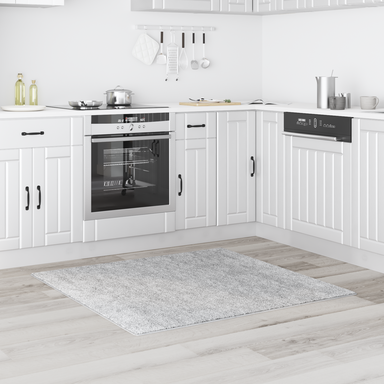 Shaggy Rug with Latex Backing Grey 120x120 cm - Image 3