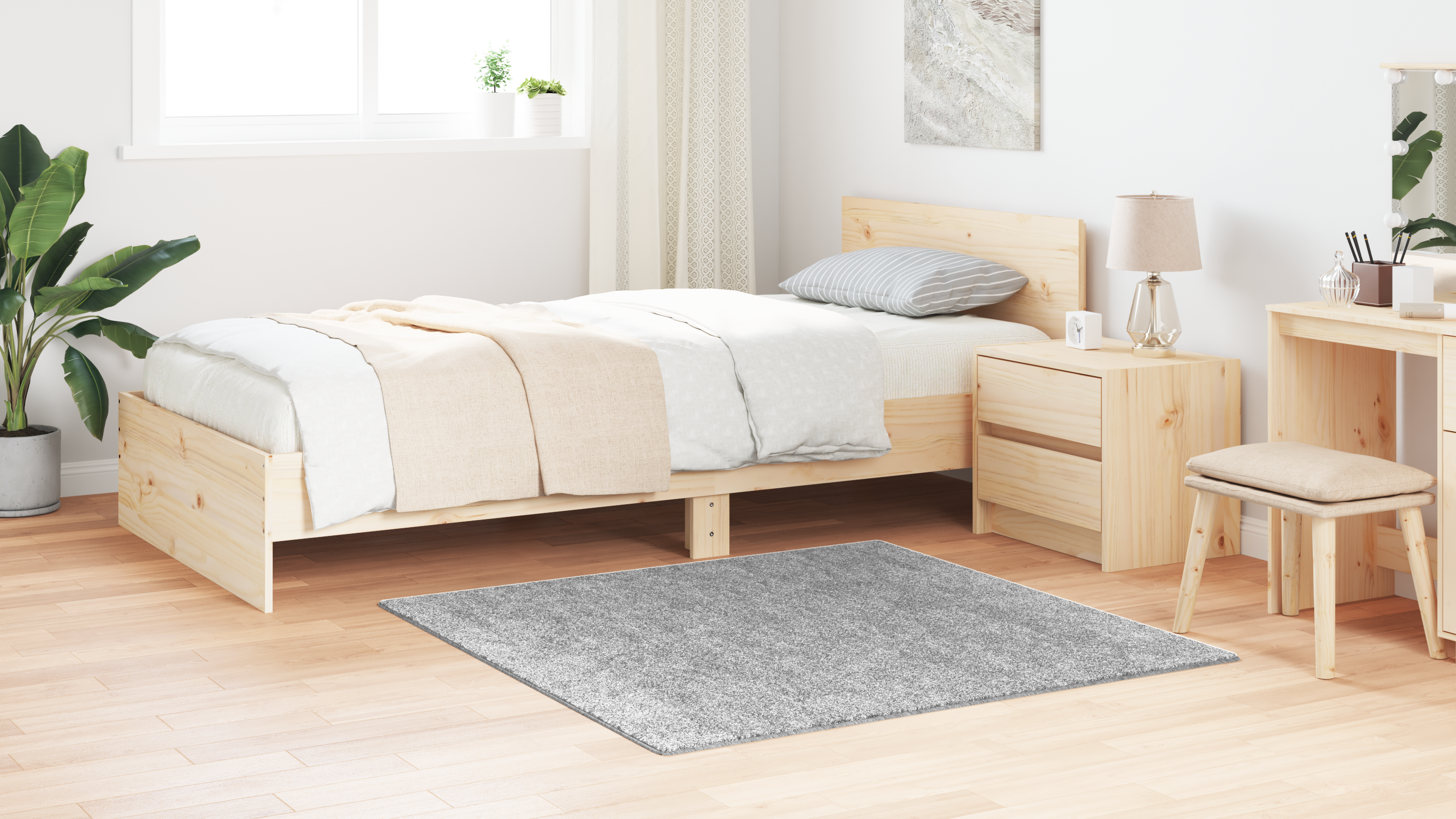 Shaggy Rug with Latex Backing Grey 120x120 cm - Image 4