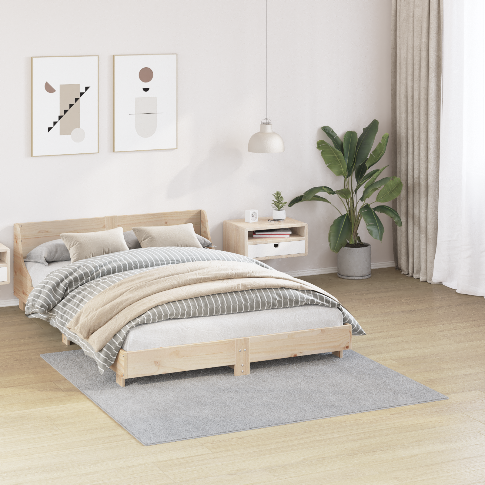 Shaggy Rug with Latex Backing Grey 160x160 cm - Image 3