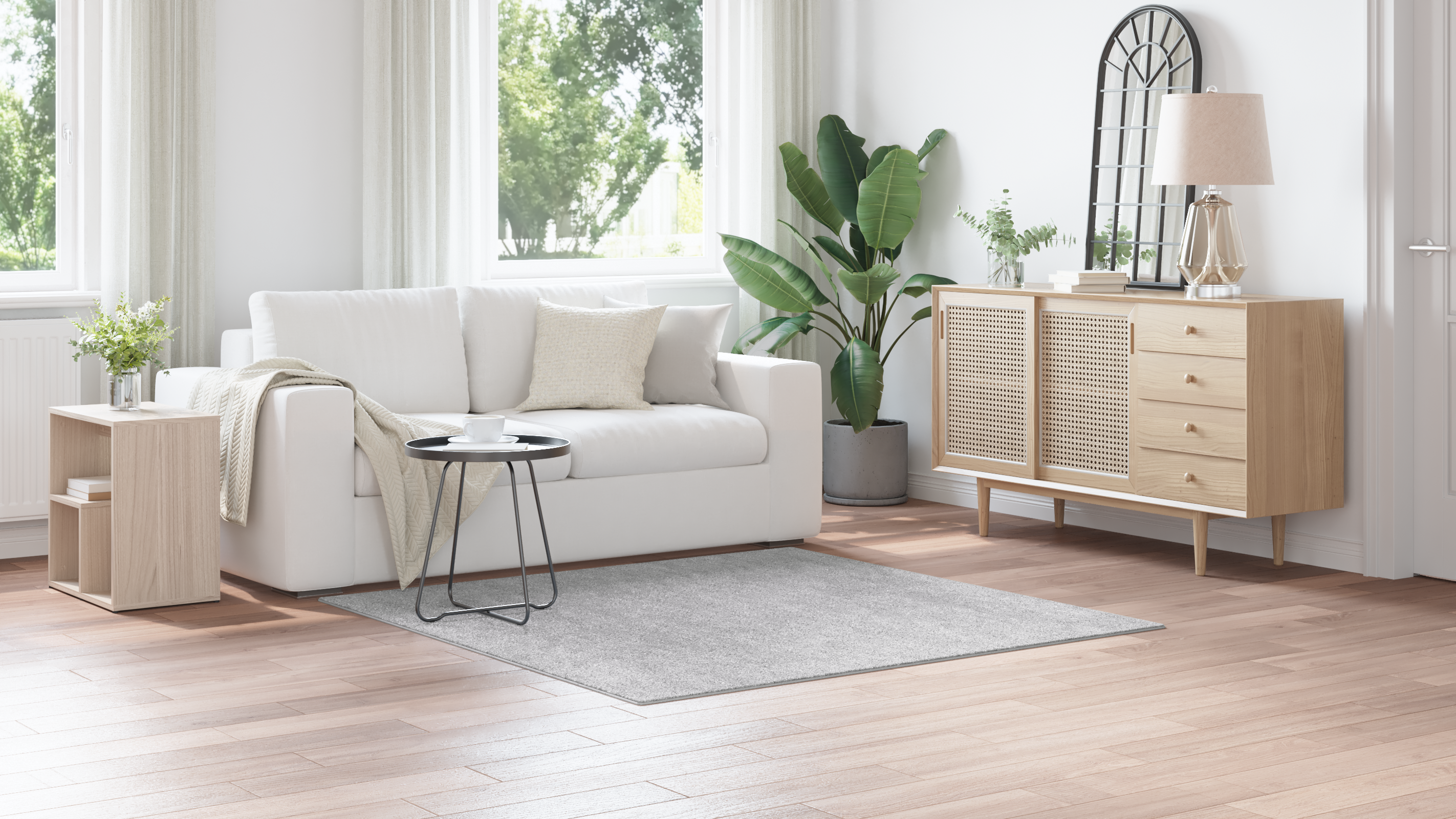 Shaggy Rug with Latex Backing Grey 160x160 cm - Image 4