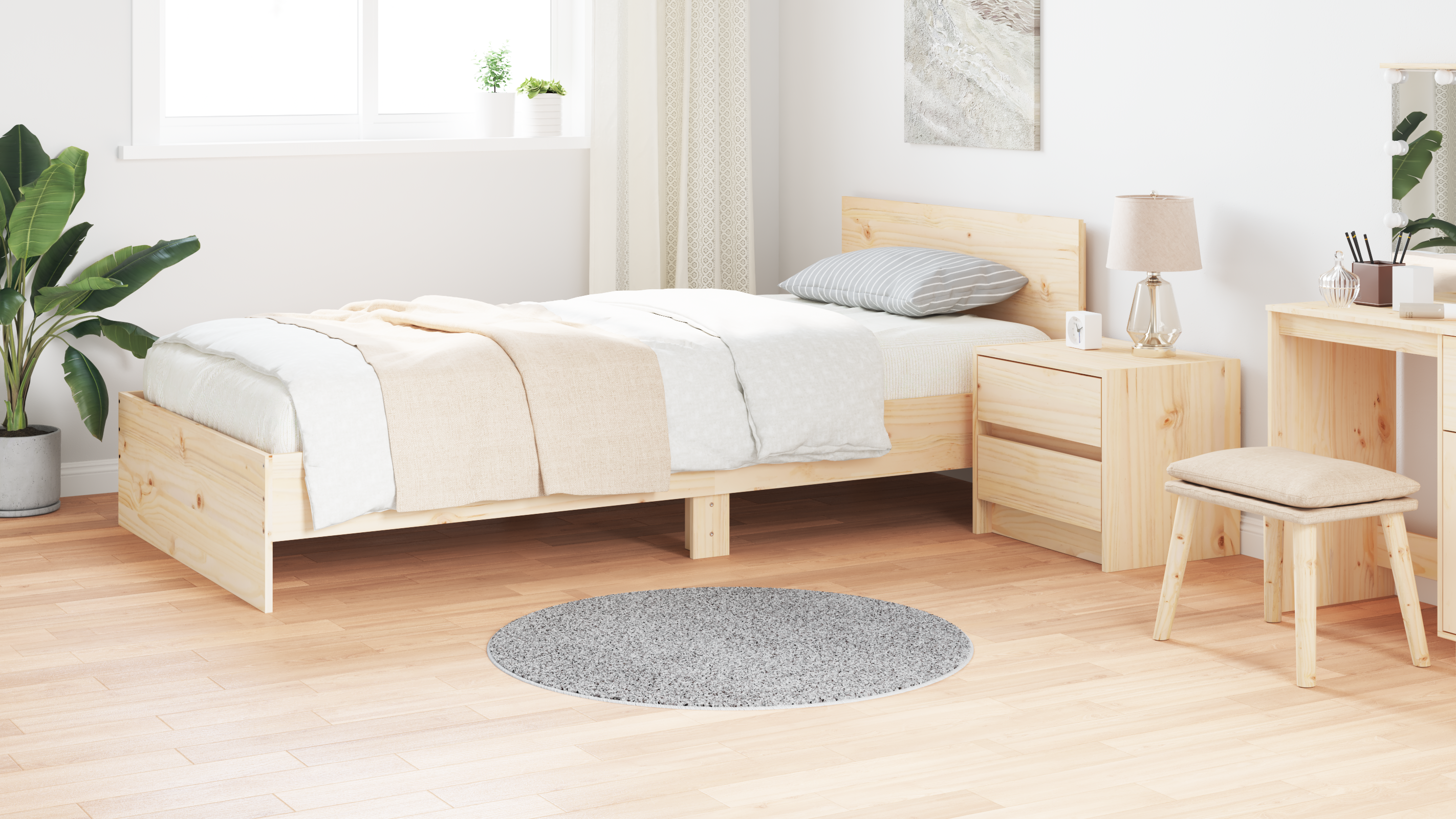 Shaggy Rug with Latex Backing Grey ø90 cm - Image 4