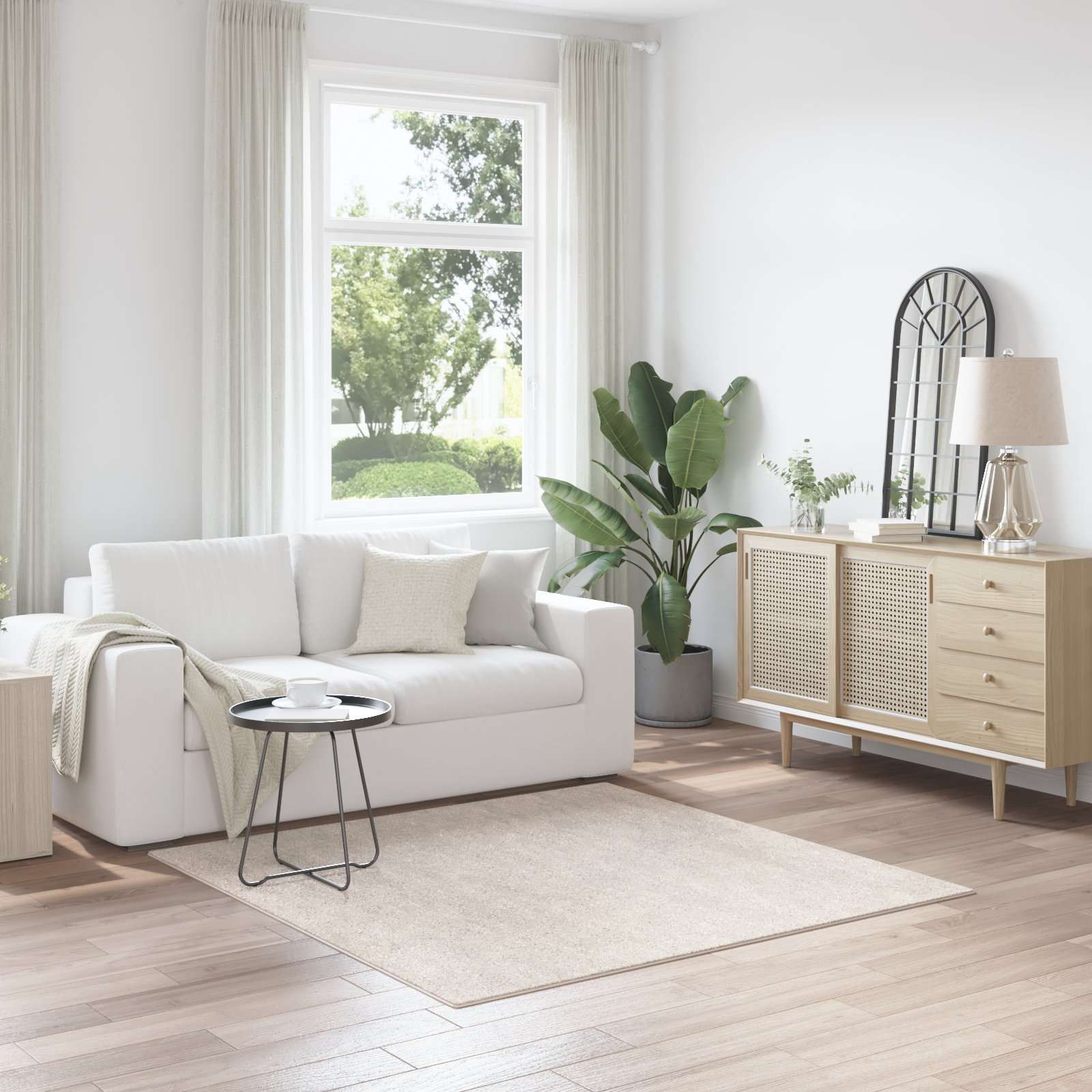 Shaggy Vloerkleed Hoog Pols Crème 160×160 cm PP