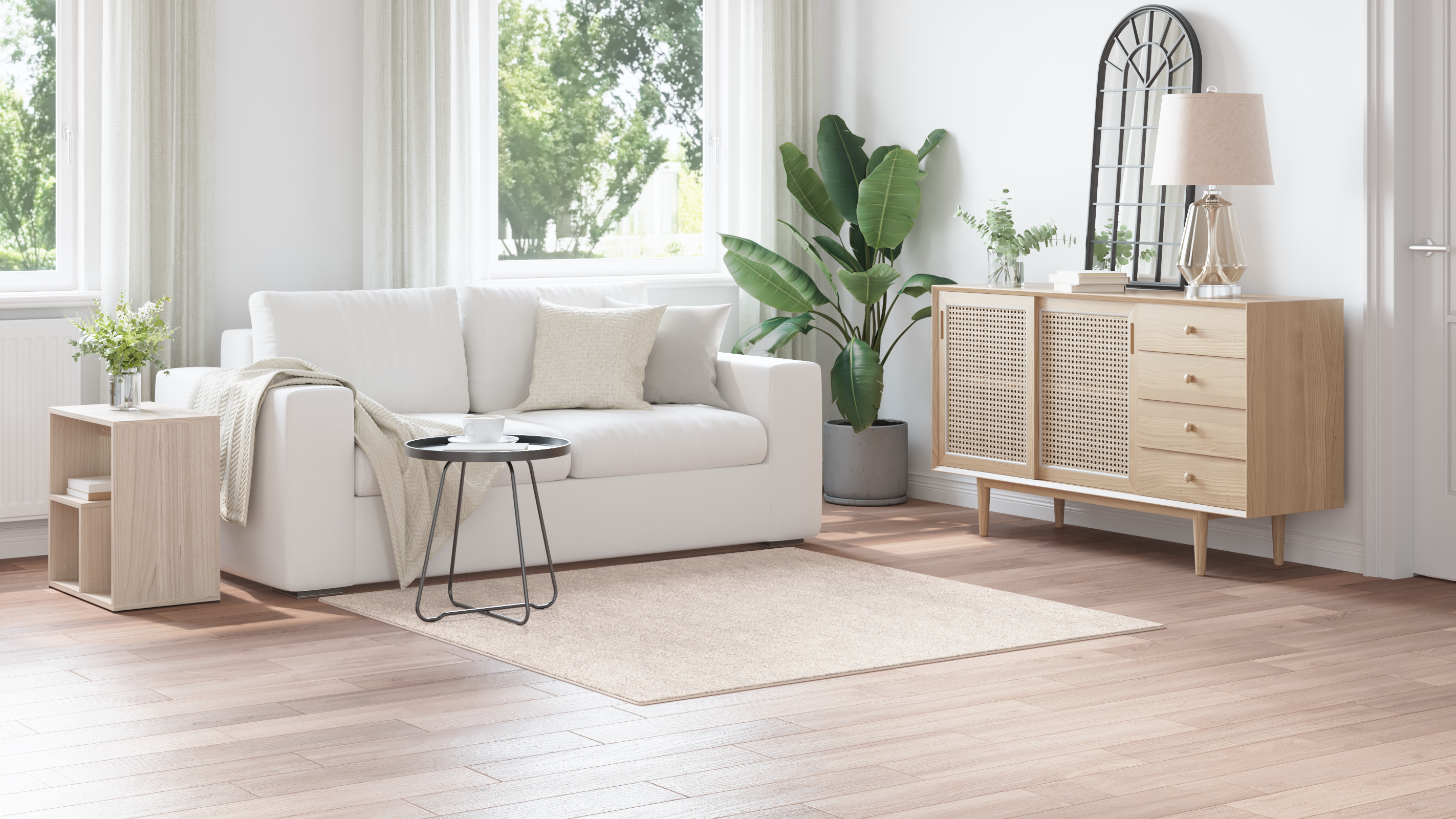 Shaggy Rug High Pile Cream 160x160 cm PP - Image 4