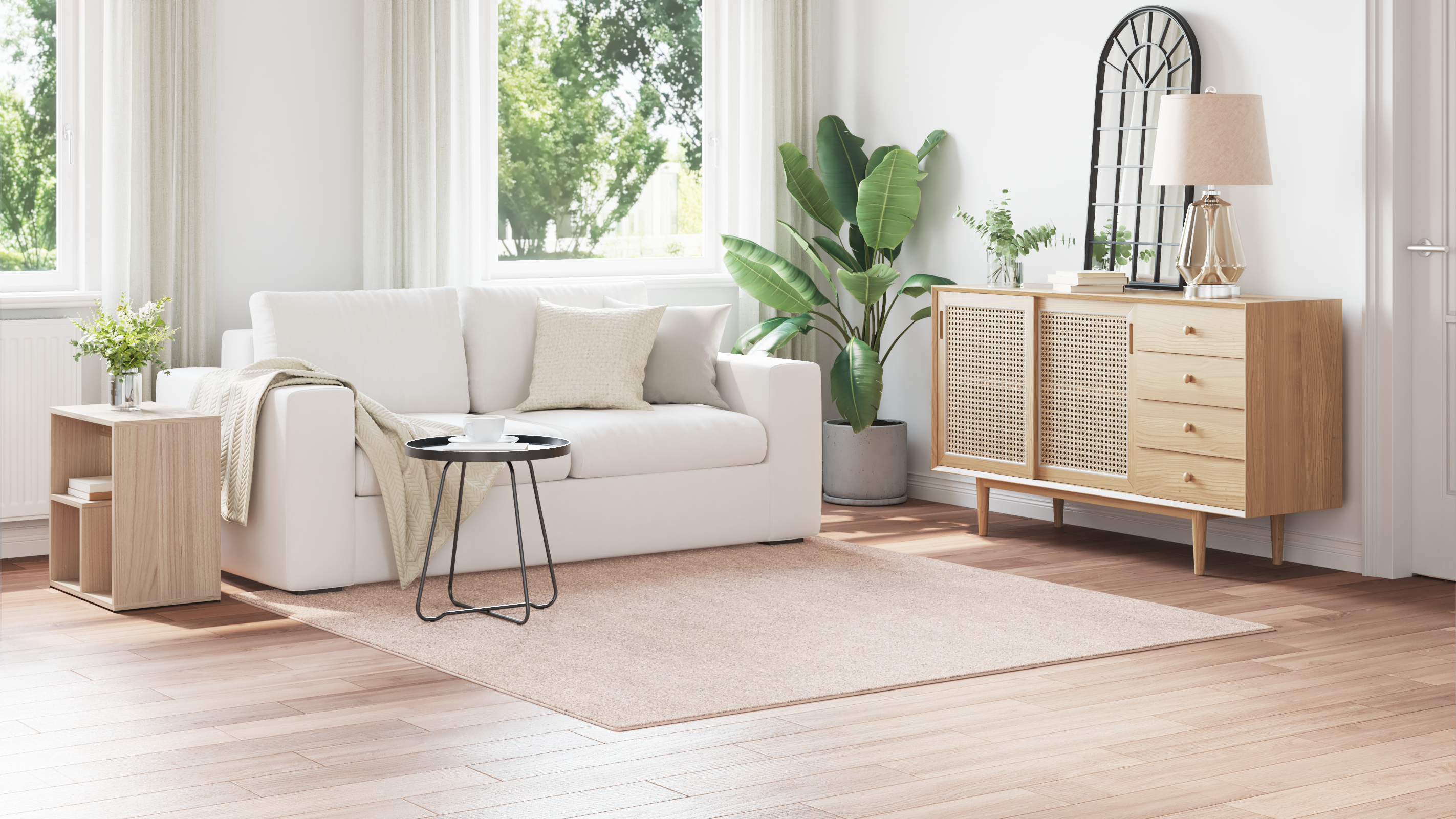 Shaggy Rug with Latex Backing Cream 200x200 cm - Image 4