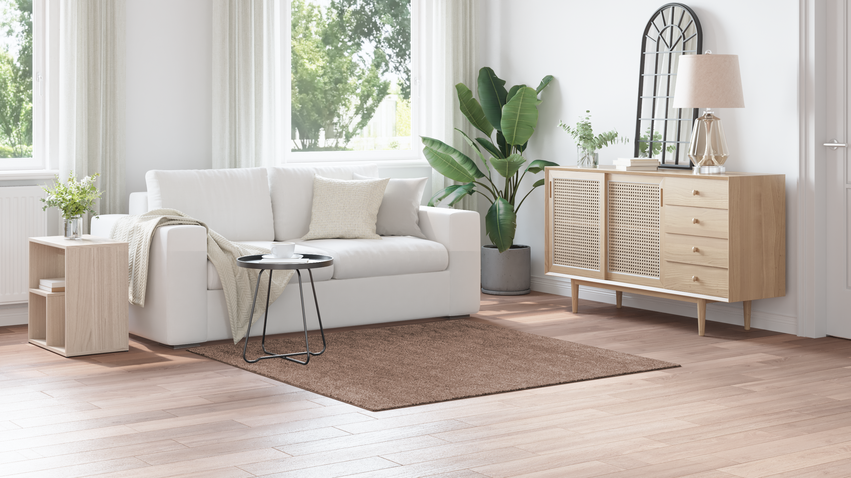 Shaggy Rug High Pile Brown 160x160 cm PP - Image 4