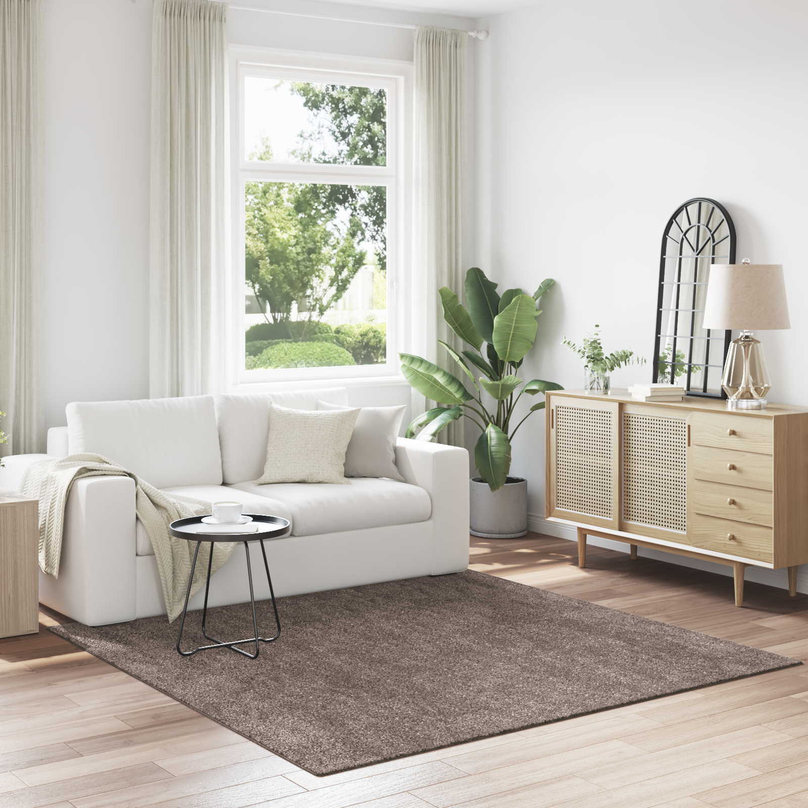 Shaggy Tapijt met Latex Achterkant Bruin 200×200 cm