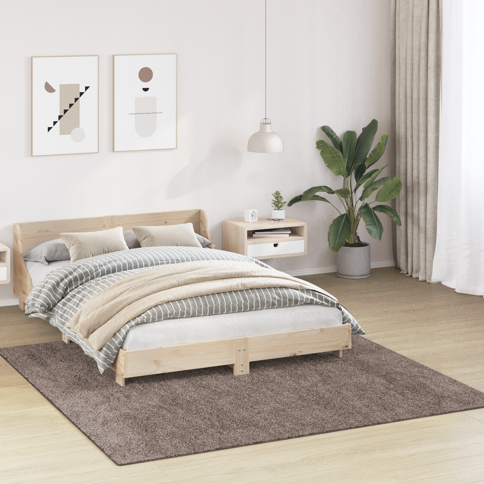 Flauschiger Teppich mit Latexboden Braun 200x200 cm Raumteppich Quadratischer T - Zdjęcie 3 z 8