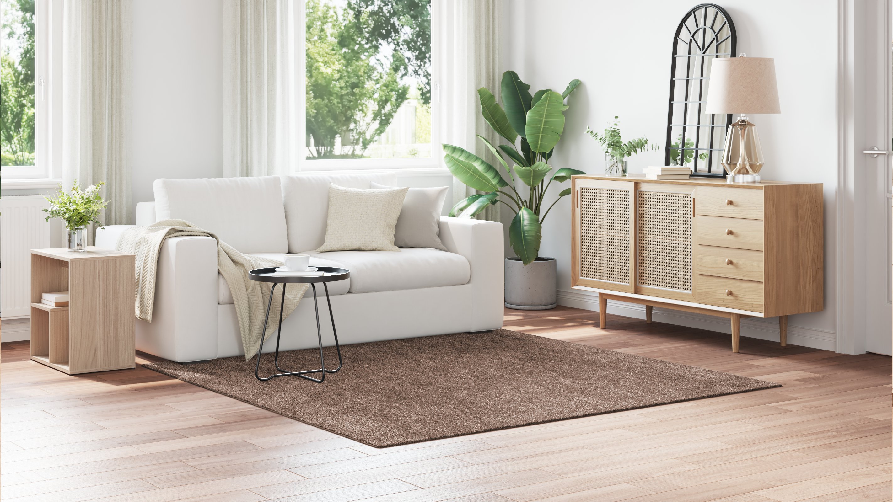 Flauschiger Teppich mit Latexboden Braun 200x200 cm Raumteppich Quadratischer T - Zdjęcie 4 z 8