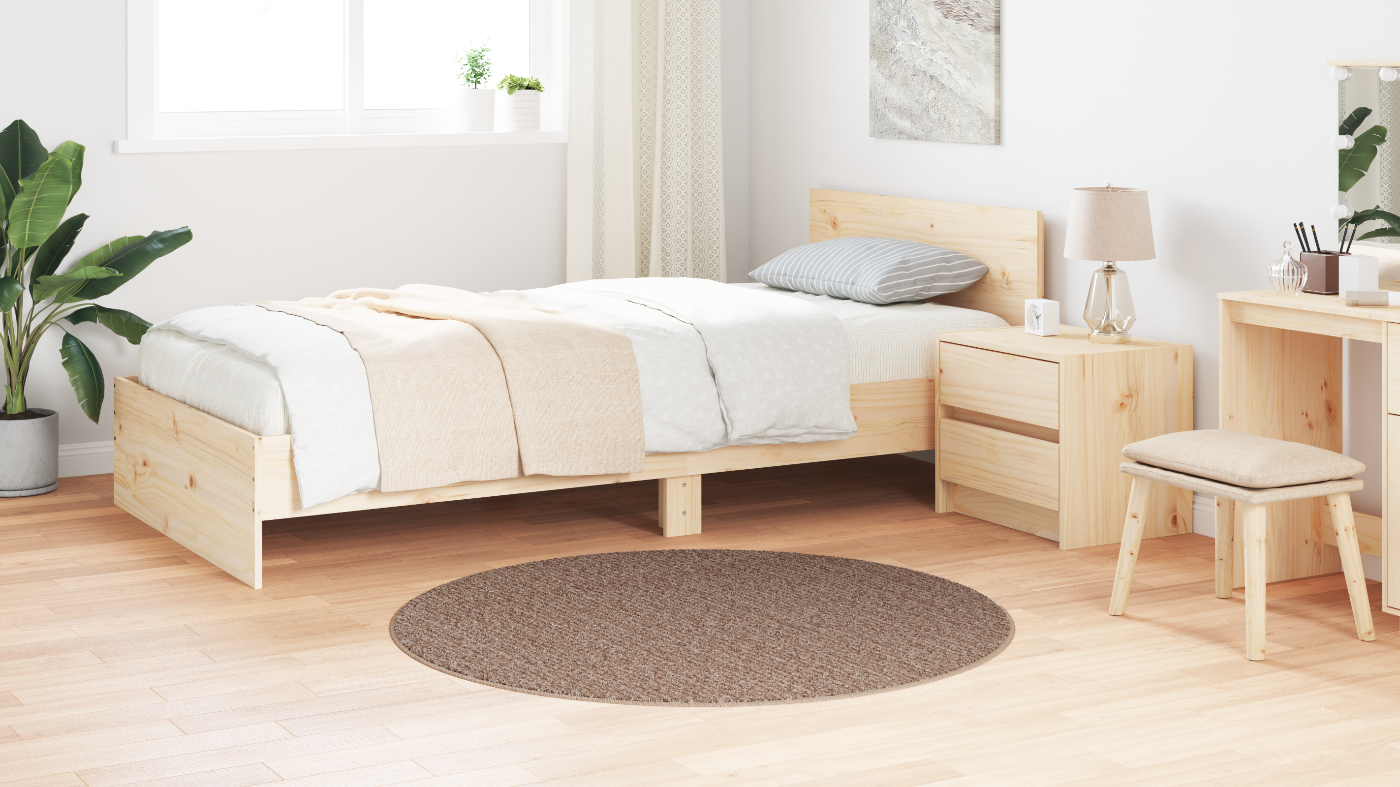 Shaggy Rug with Latex Backing Brown ø120 cm - Image 4