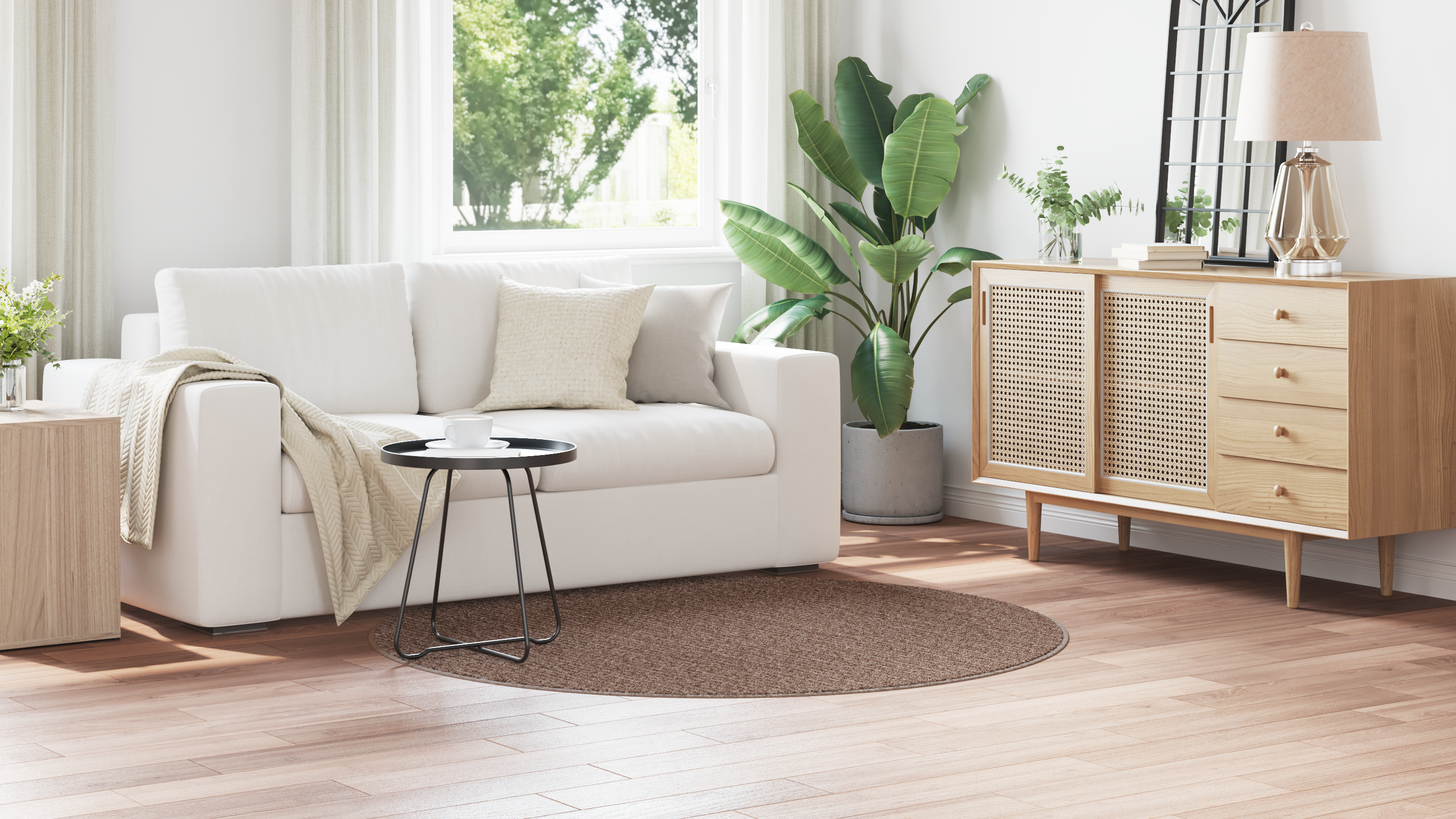 Shaggy Rug with Latex Backing Brown ø160 cm - Image 4