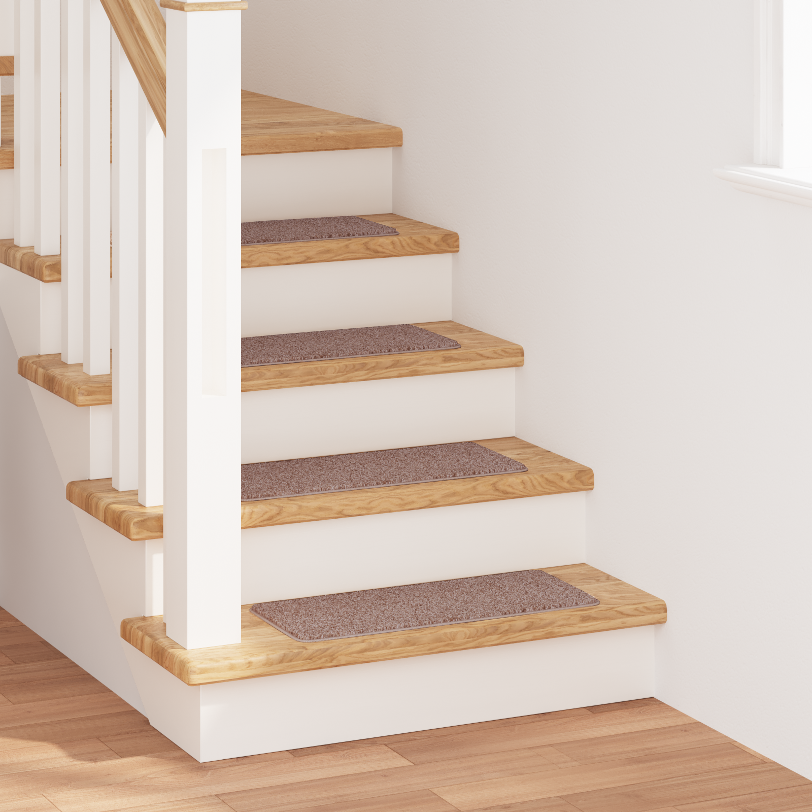 Stair Mats with Latex Backing Light Brown 25x60 cm