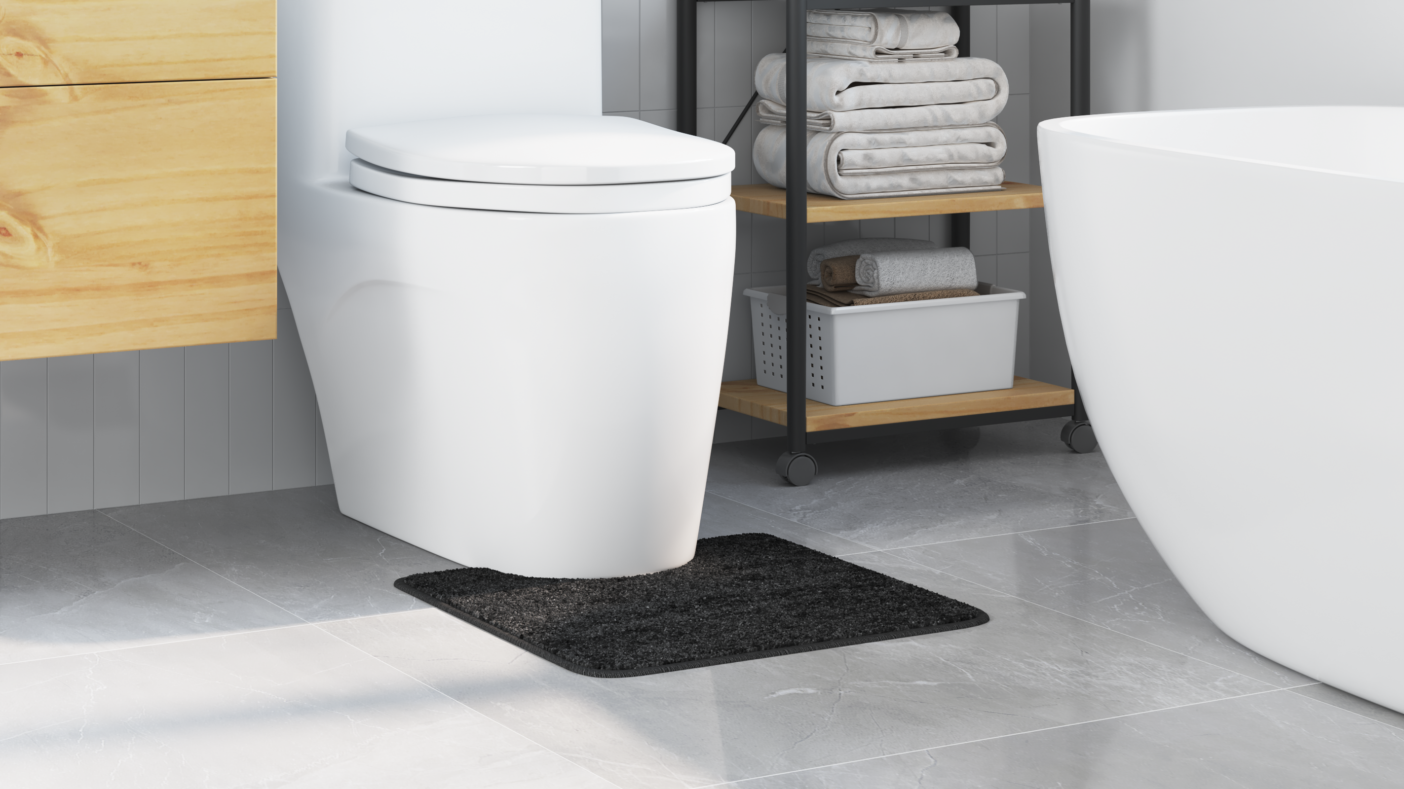 Bath Mat U-Shaped Dark Grey 50x50 cm Polypropylen Non-Slip - Image 4