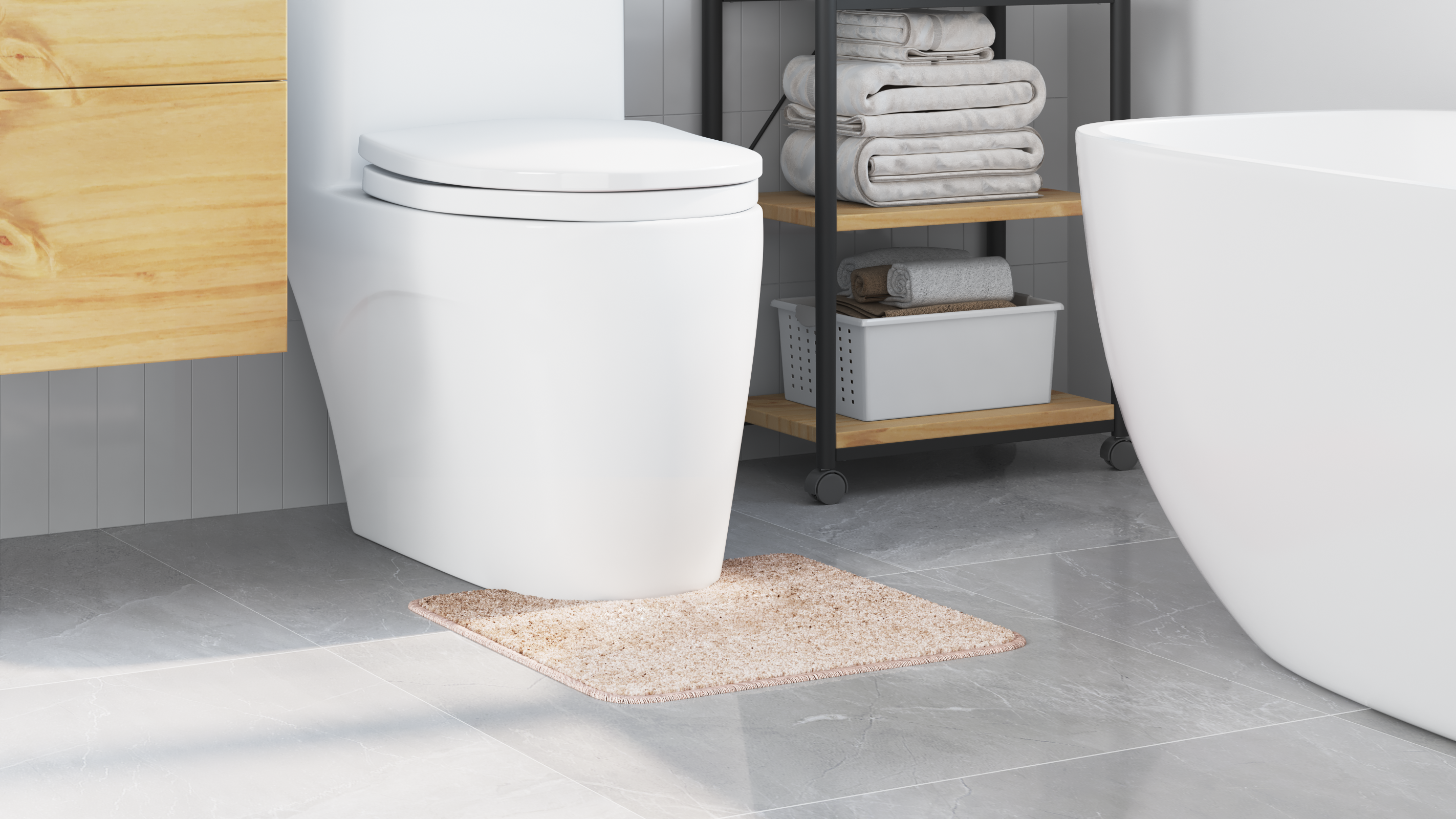 Bath Mat U-Shaped Cream 50x50 cm Polypropylen Non-Slip - Image 4