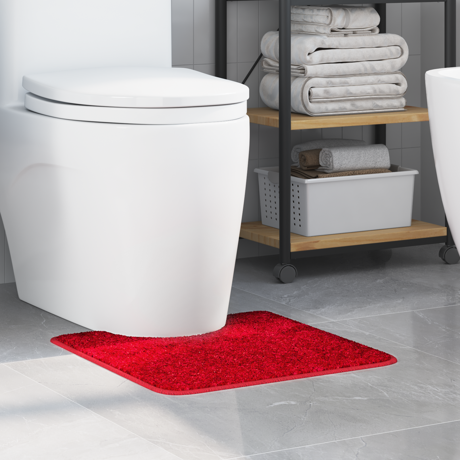 Bath Mat U-Shaped Red 50x50 cm Polypropylen Non-Slip