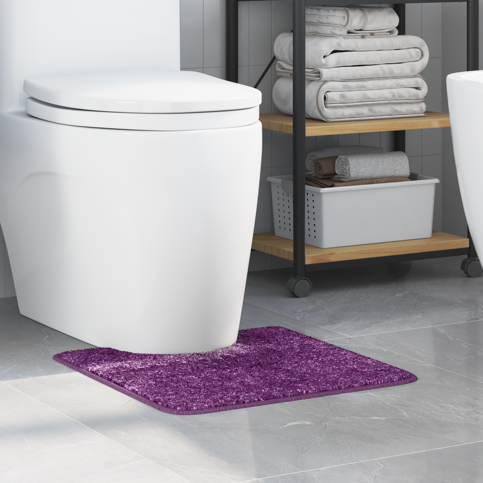 Bath Mat U-Shaped Purple 50x50 cm Polypropylen Non-Slip