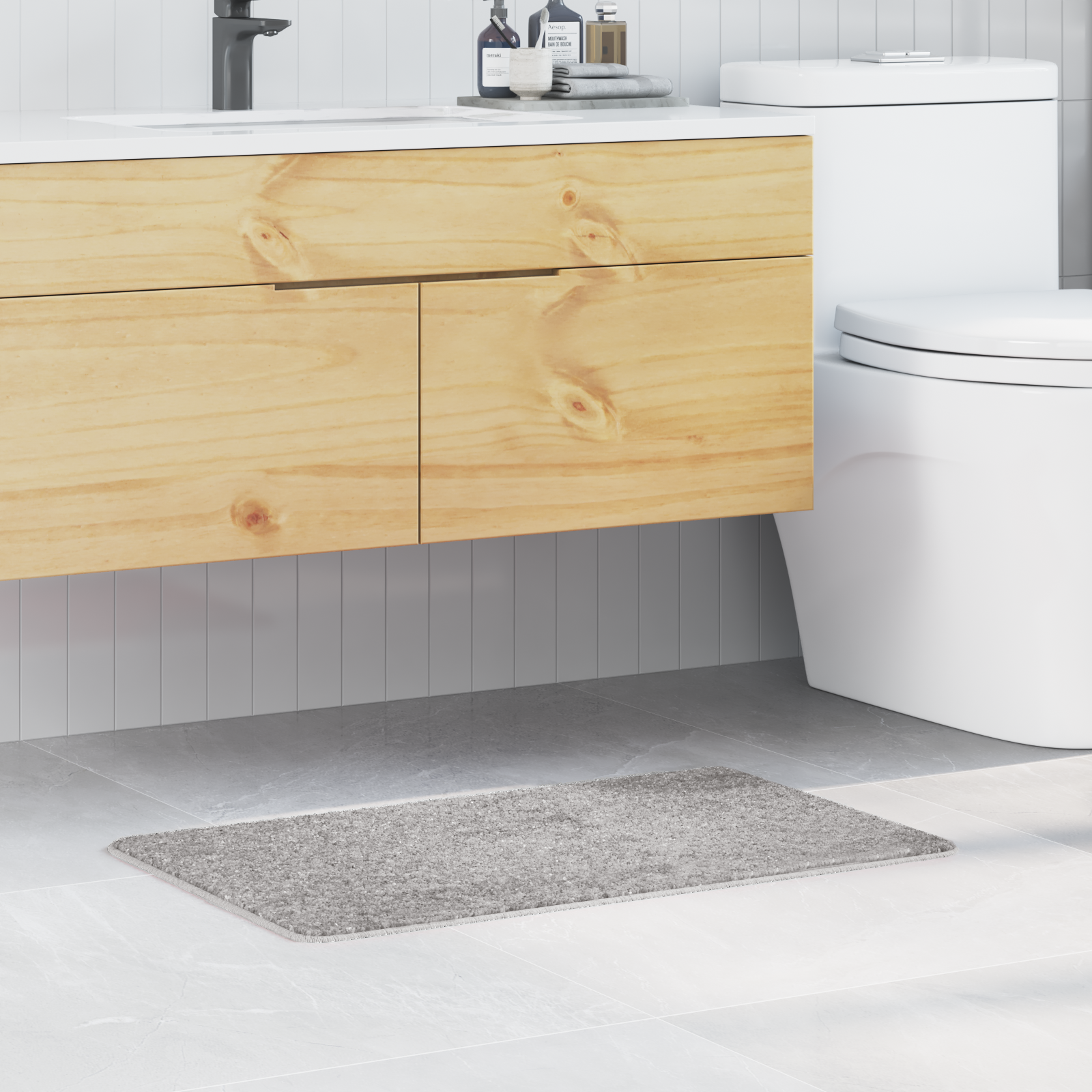 Bath Mat Rectangular Grey 50x80 cm Polypropylen Non-Slip