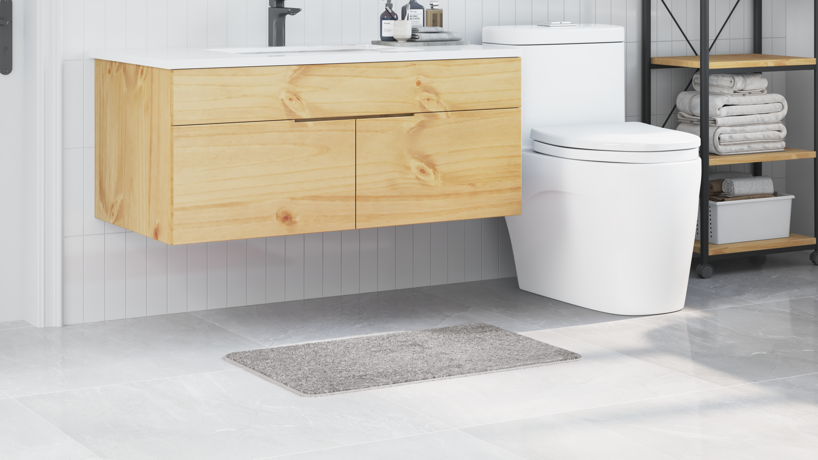 Bath Mat Rectangular Grey 50x80 cm Polypropylen Non-Slip - Image 4