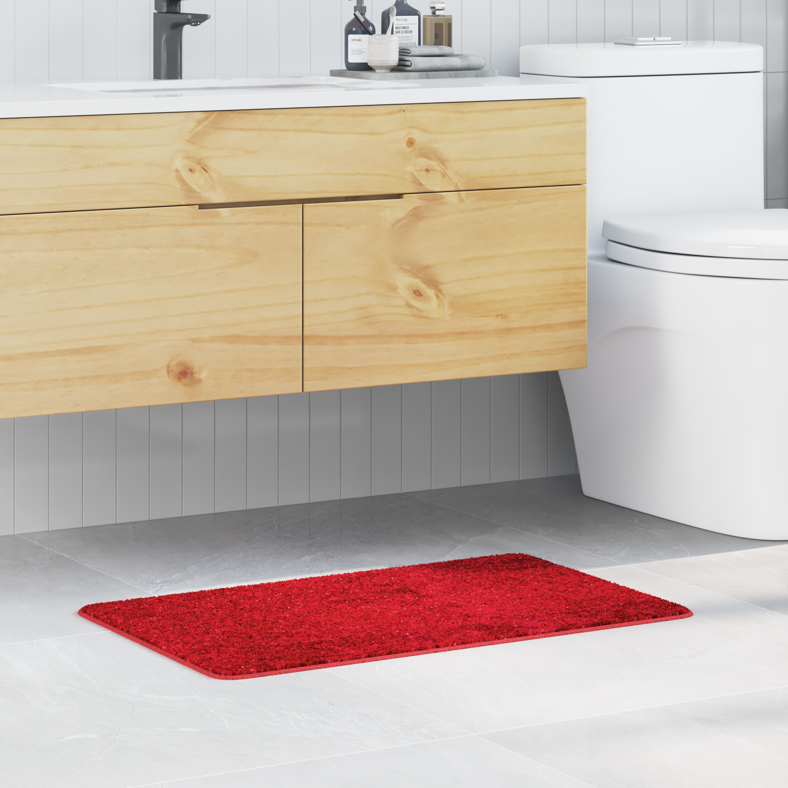 Bath Mat Rectangular Red 50x80 cm Polypropylen Non-Slip