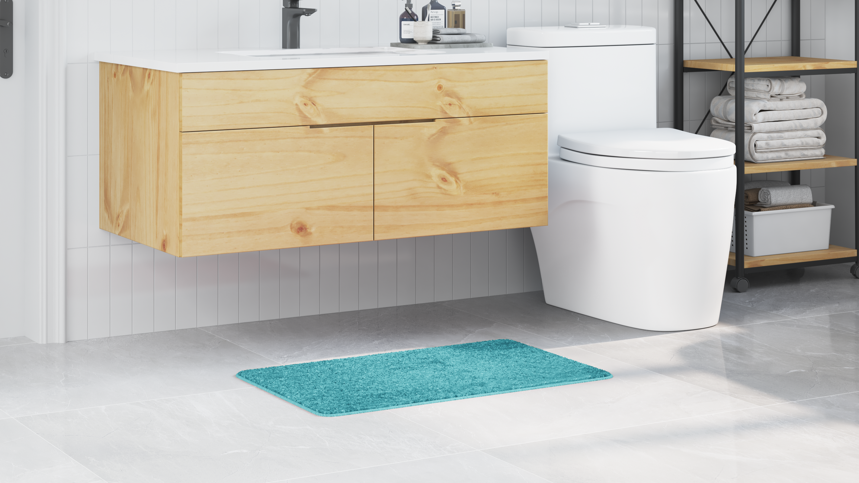 Bath Mat Rectangular Turquoise 50x80 cm Polypropylen Non-Slip - Image 4