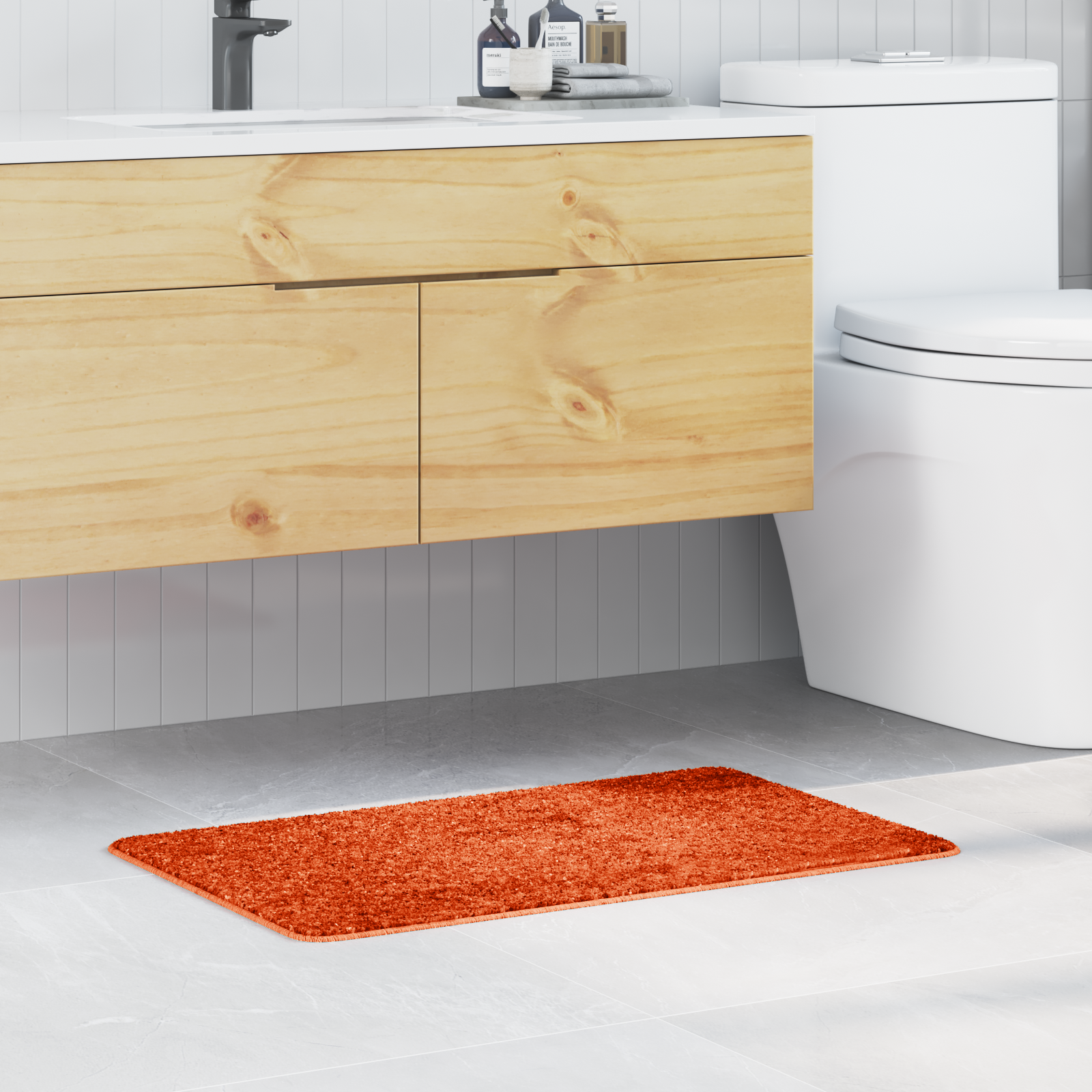 Bath Mat Rectangular Orange 50x80 cm Polypropylen Non-Slip