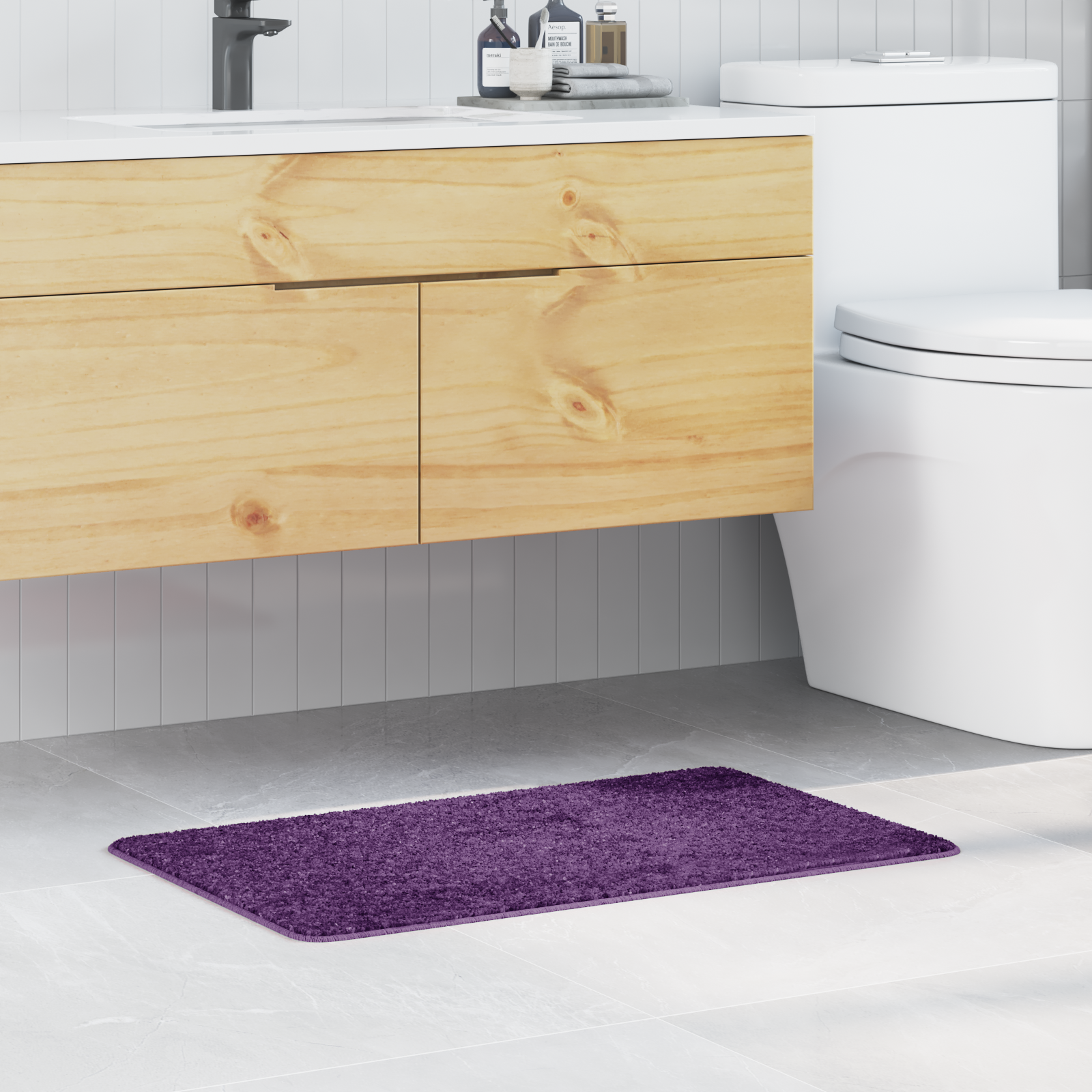 Badmat Rechthoekig Paars 50×80 cm Polypropeen Antislip