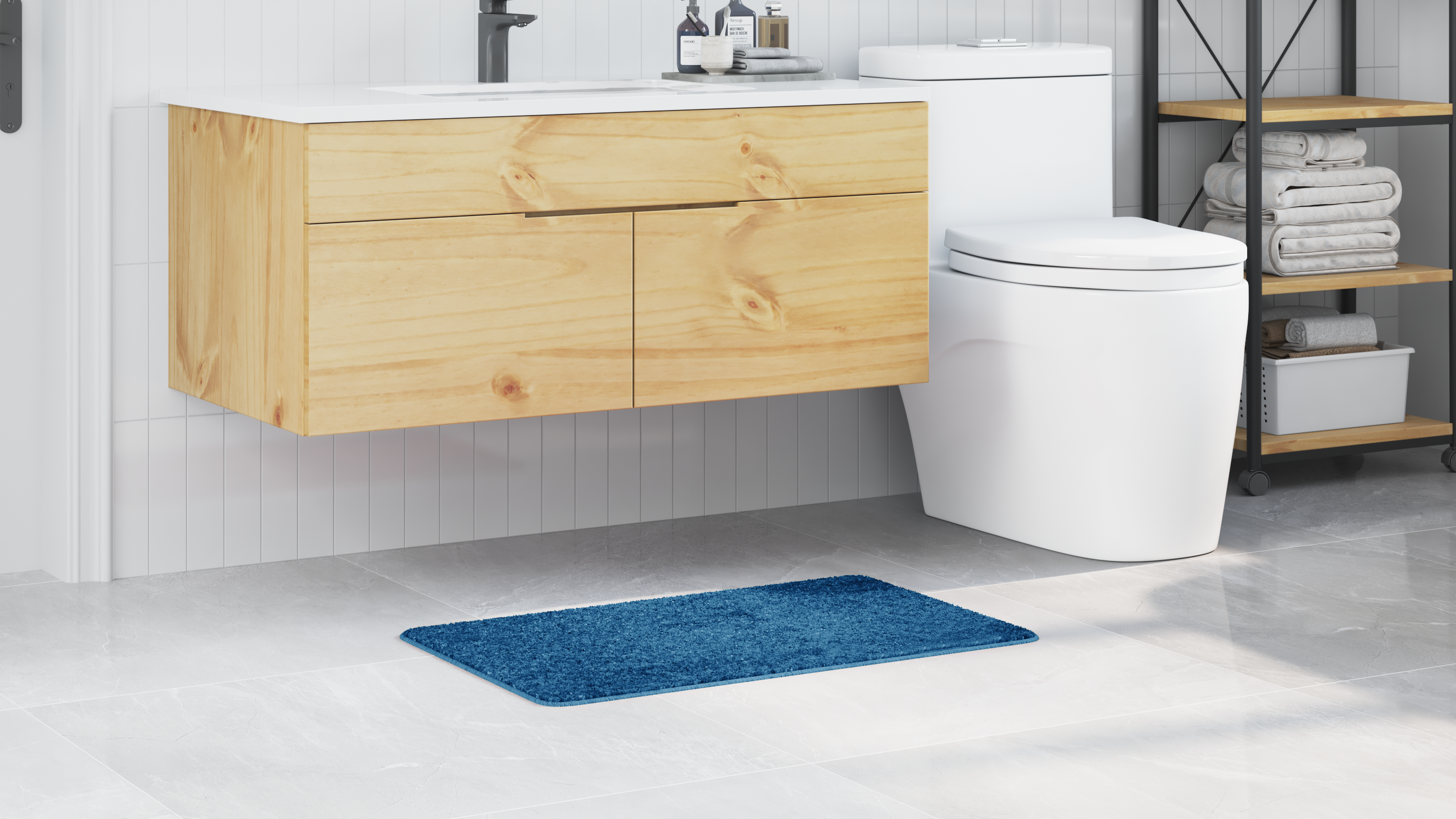 Bath Mat Rectangular Blue 50x80 cm Polypropylen Non-Slip - Image 4