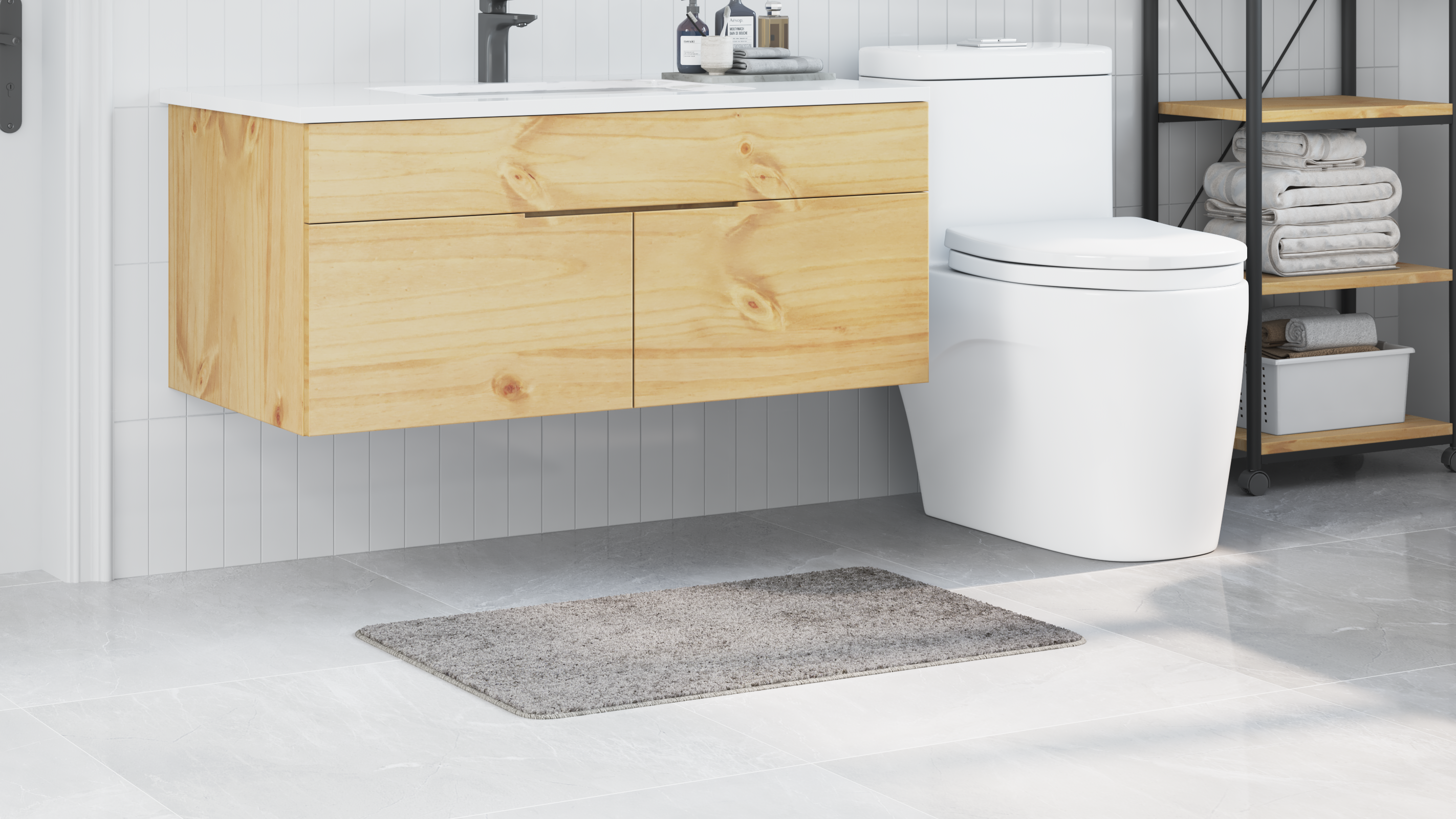 Bath Mat Rectangular Grey 60x90 cm Polypropylen Non-Slip - Image 4