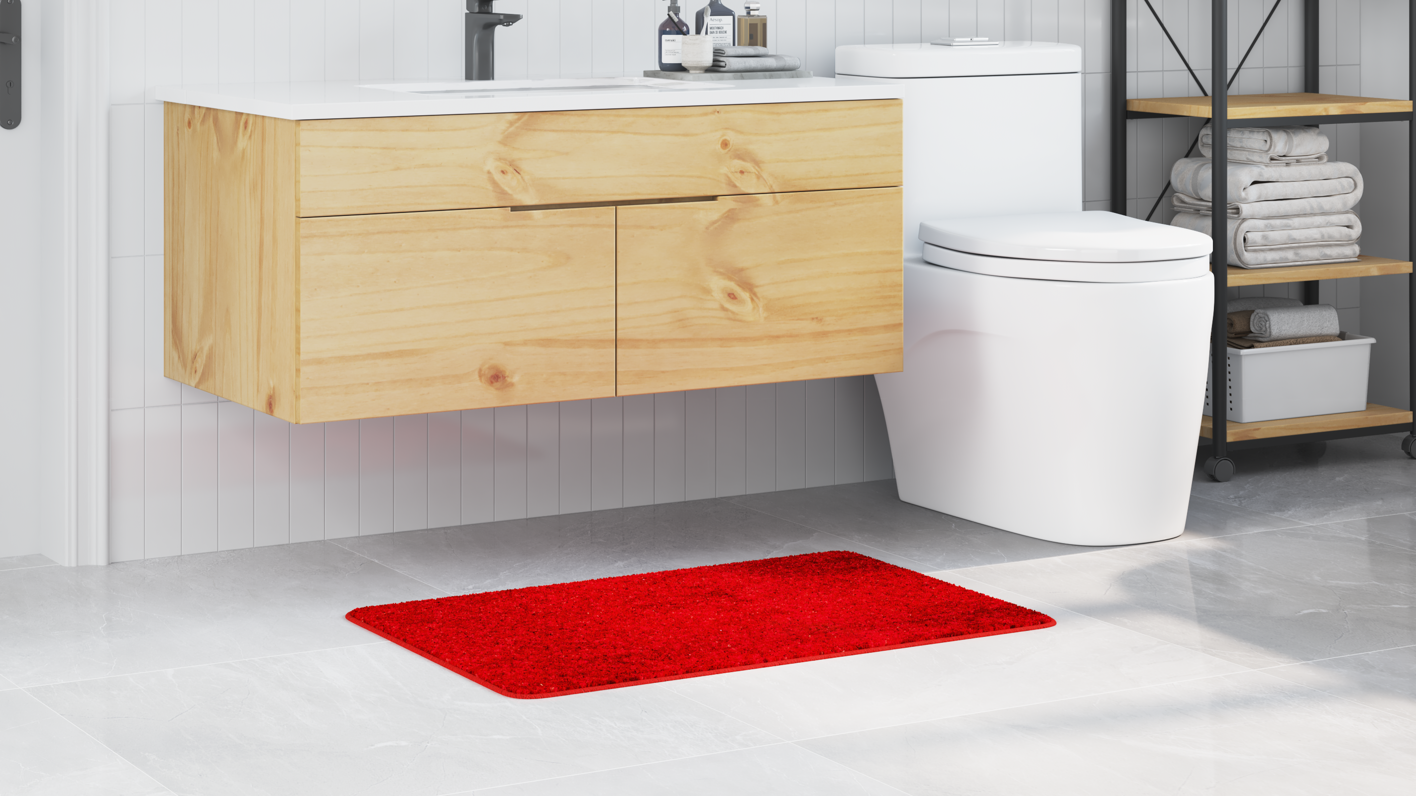 Bath Mat Rectangular Red 60x90 cm Polypropylen Non-Slip - Image 4