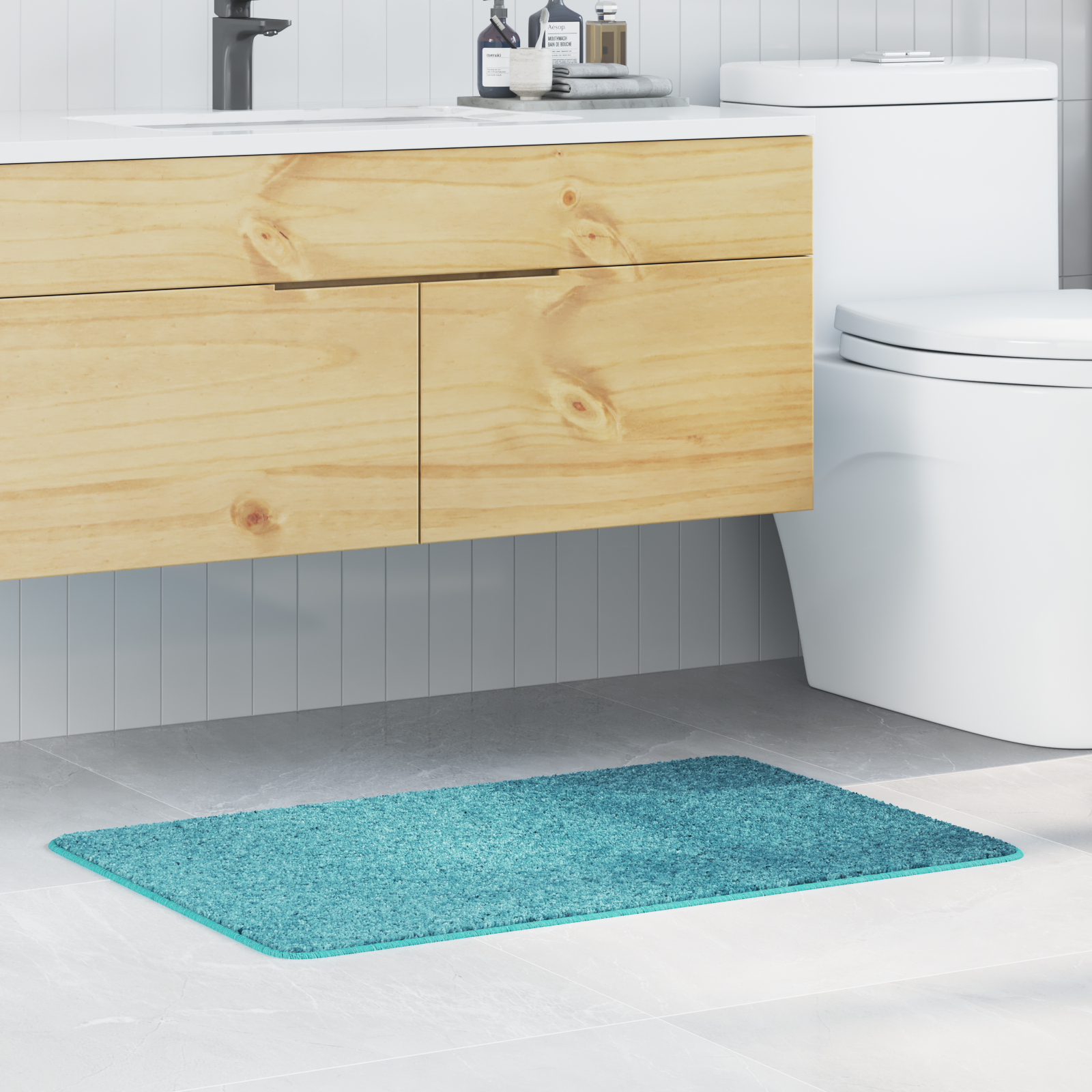 Badmat Rechthoekig Oranje 60×90 cm Polypropeen Antislip