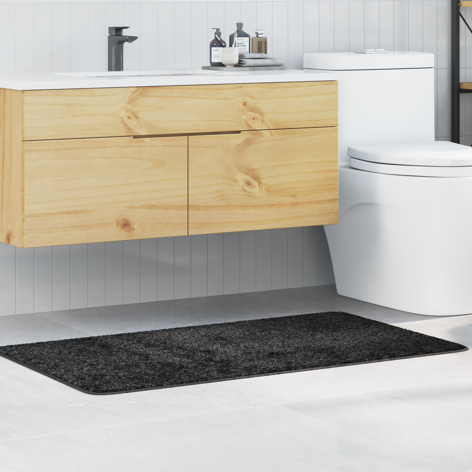 Badmat Rechthoekig Donkergrijs 70×120 cm Polypropeen Antislip