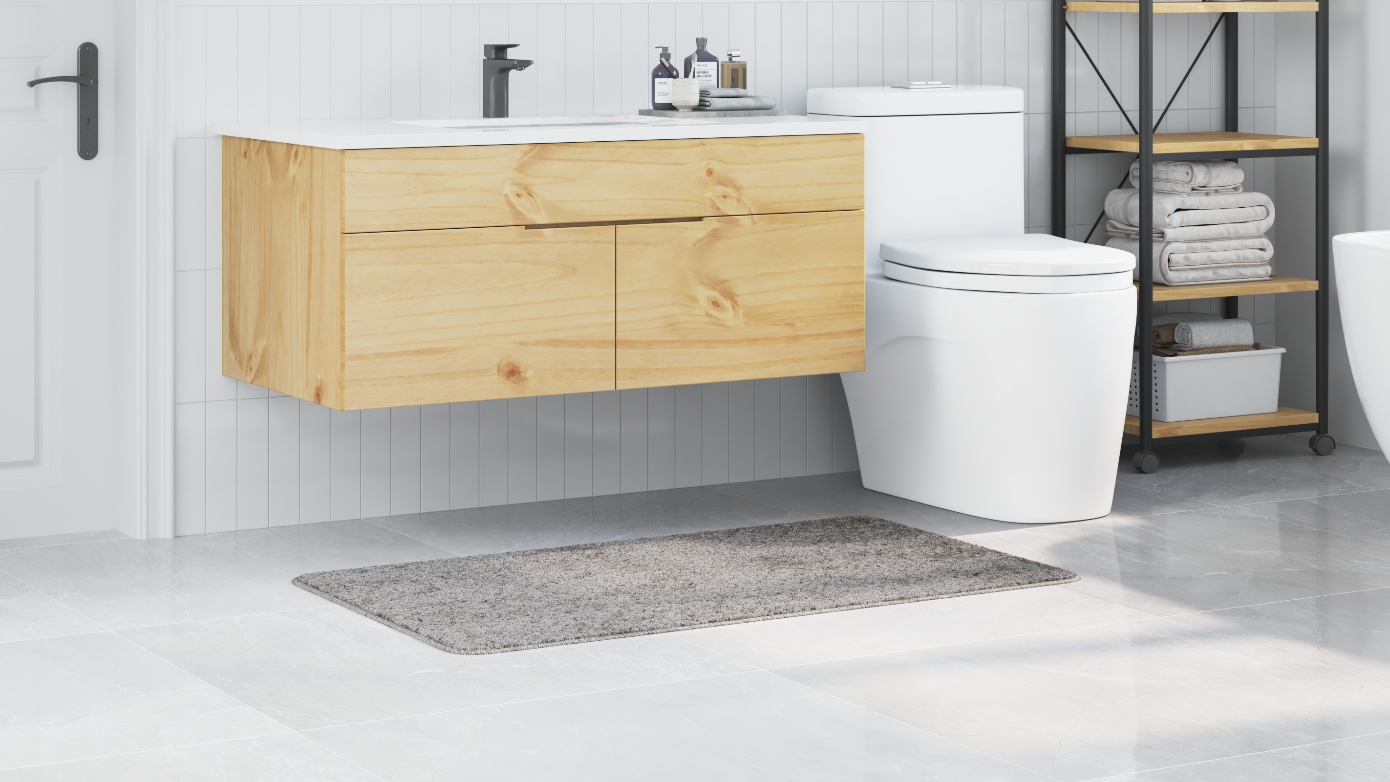 Bath Mat Rectangular Grey 70x120 cm Polypropylen Non-Slip - Image 4