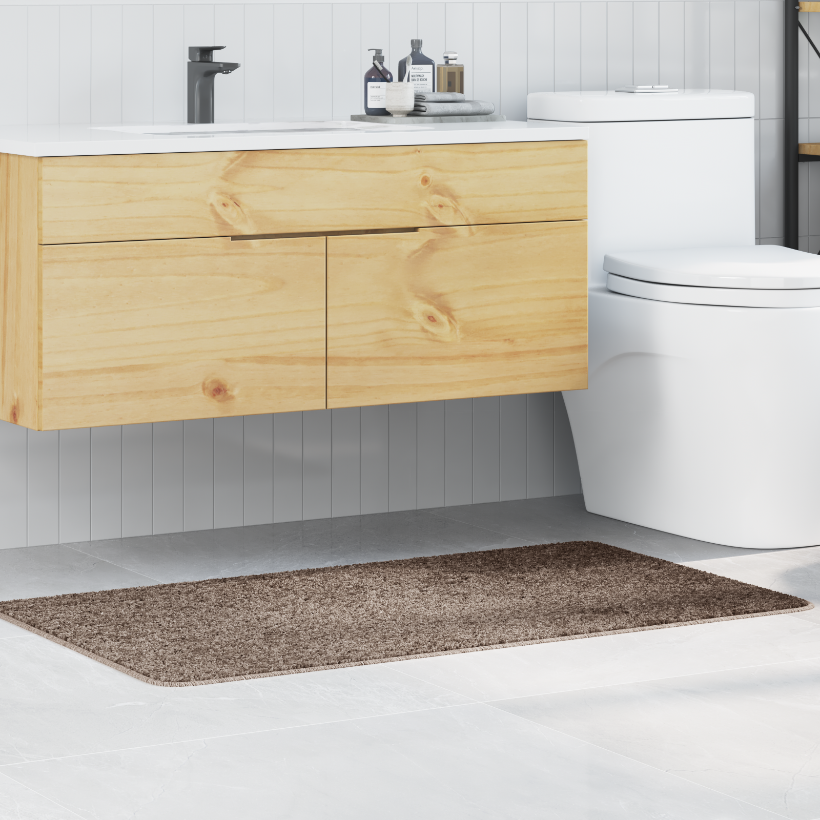 Badmat Rechthoekig Bruin 70×120 cm Polypropeen Antislip