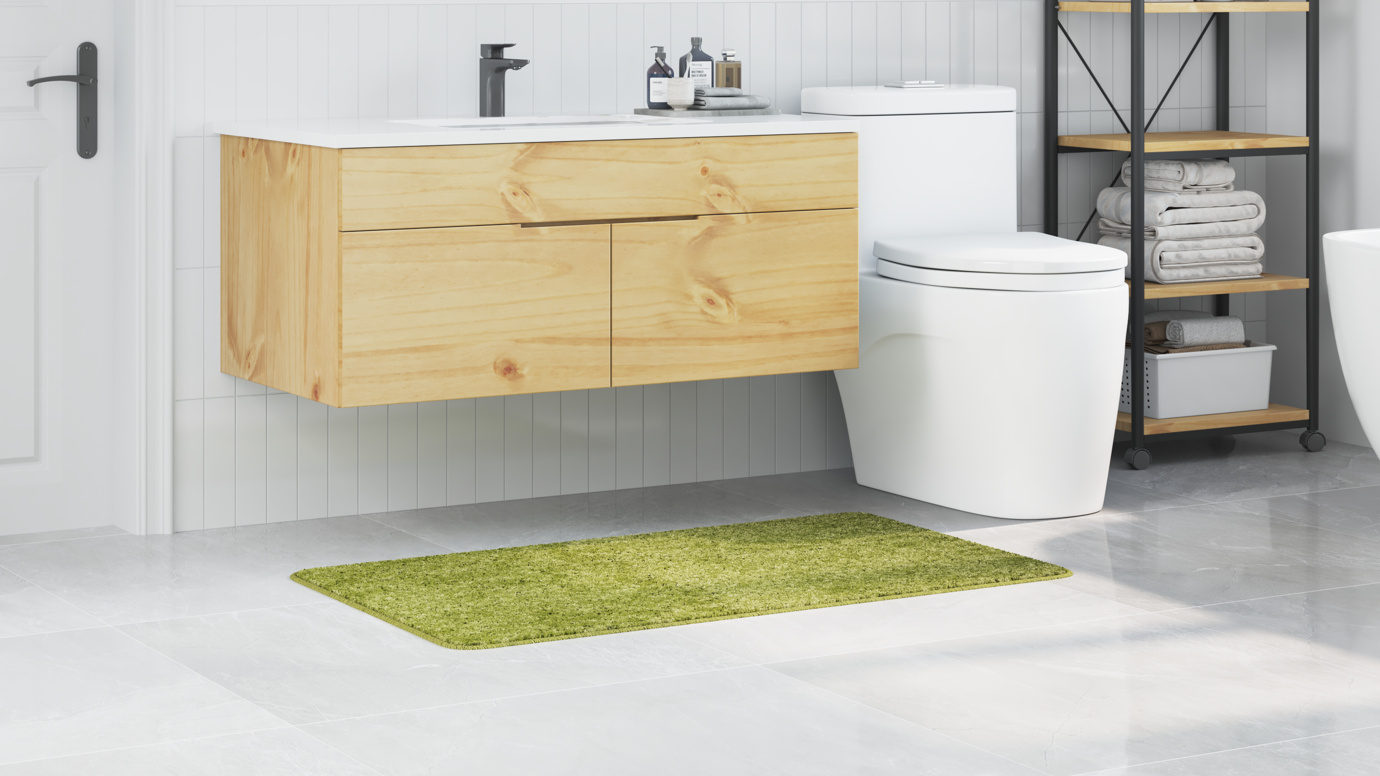 Bath Mat Rectangular Green 70x120 cm Polypropylen Non-Slip - Image 4