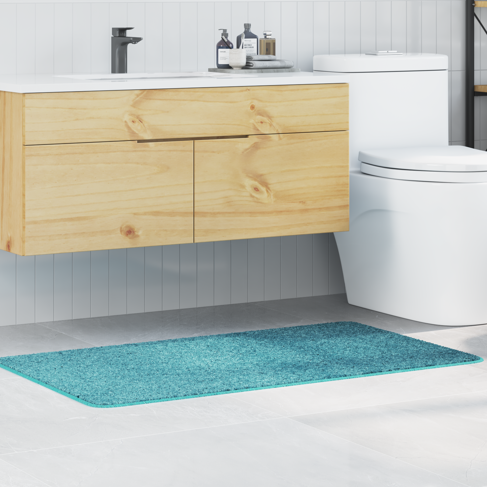 Badmat Rechthoekig Turquoise 70×120 cm Polypropyleen Antislip