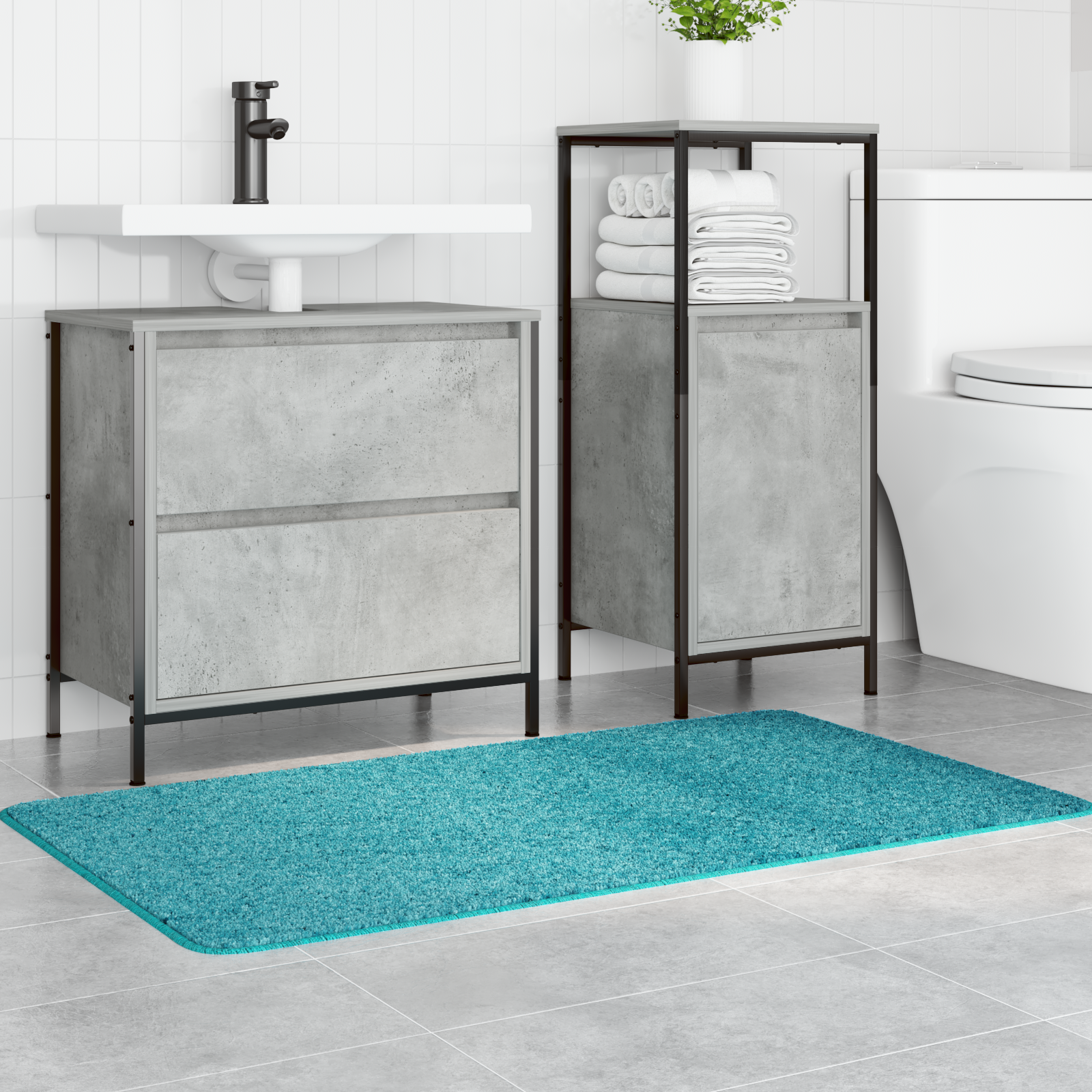 Bath Mat Rectangular Turquoise 70x120 cm Polypropylen Non-Slip - Image 3