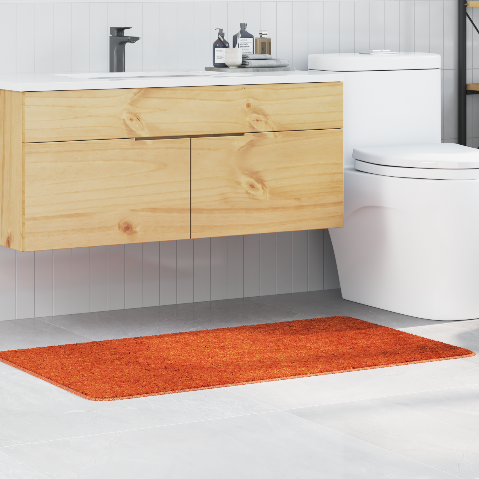 Badmat Rechthoekig Oranje 70×120 cm Polypropyleen Antislip