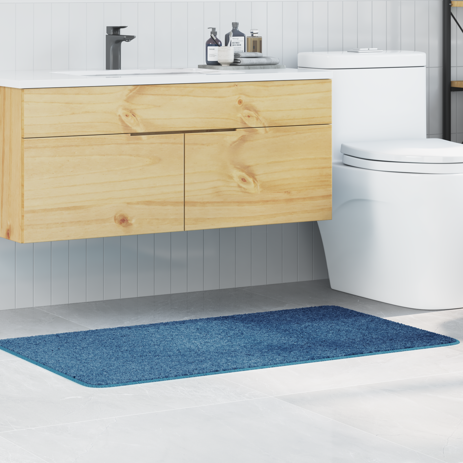Badmat Rechthoekig Blauw 70×120 cm Polypropeen Antislip
