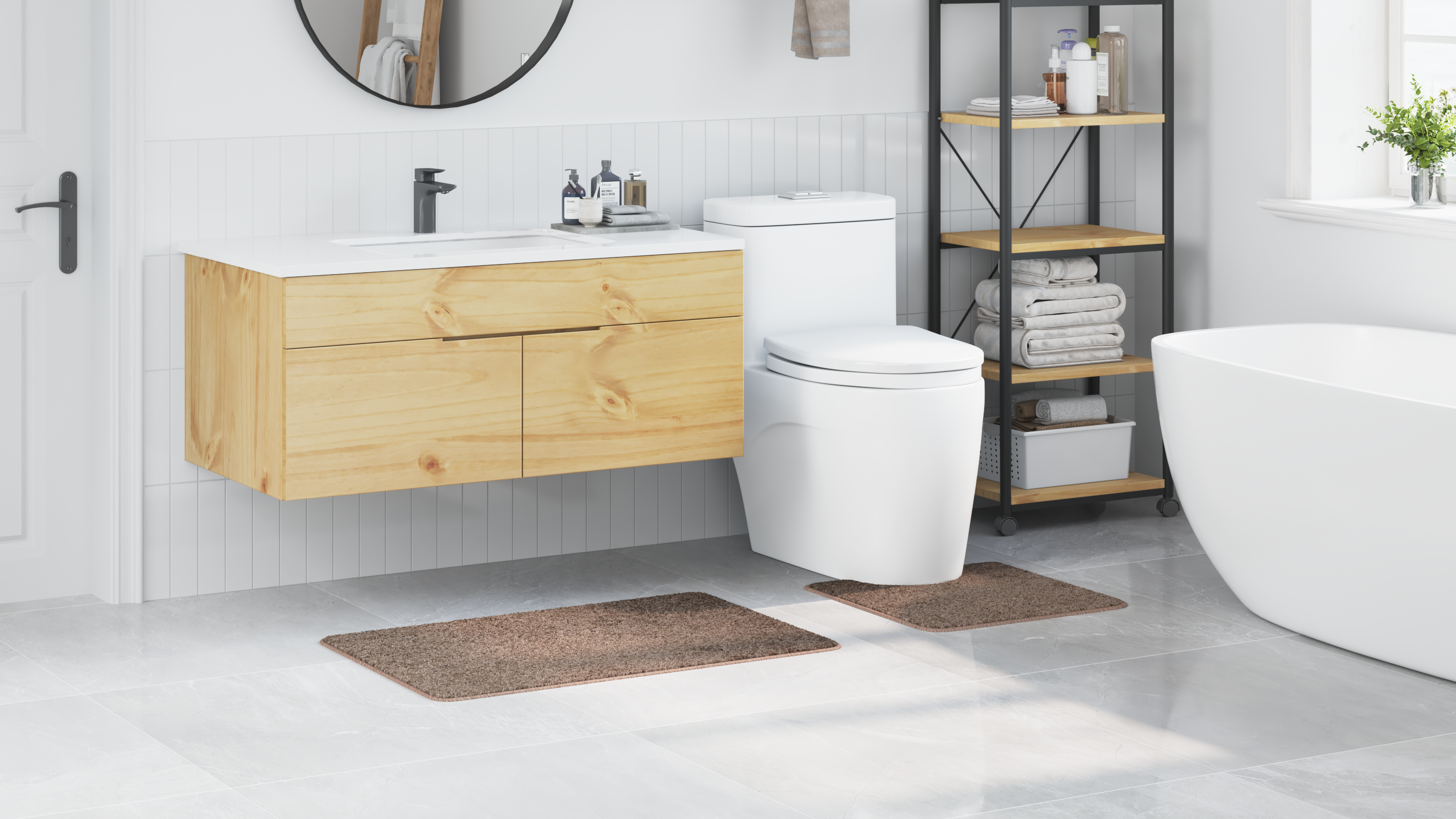 2 Piece Bath Mat Set Brown Polypropylen Non-Slip - Image 4