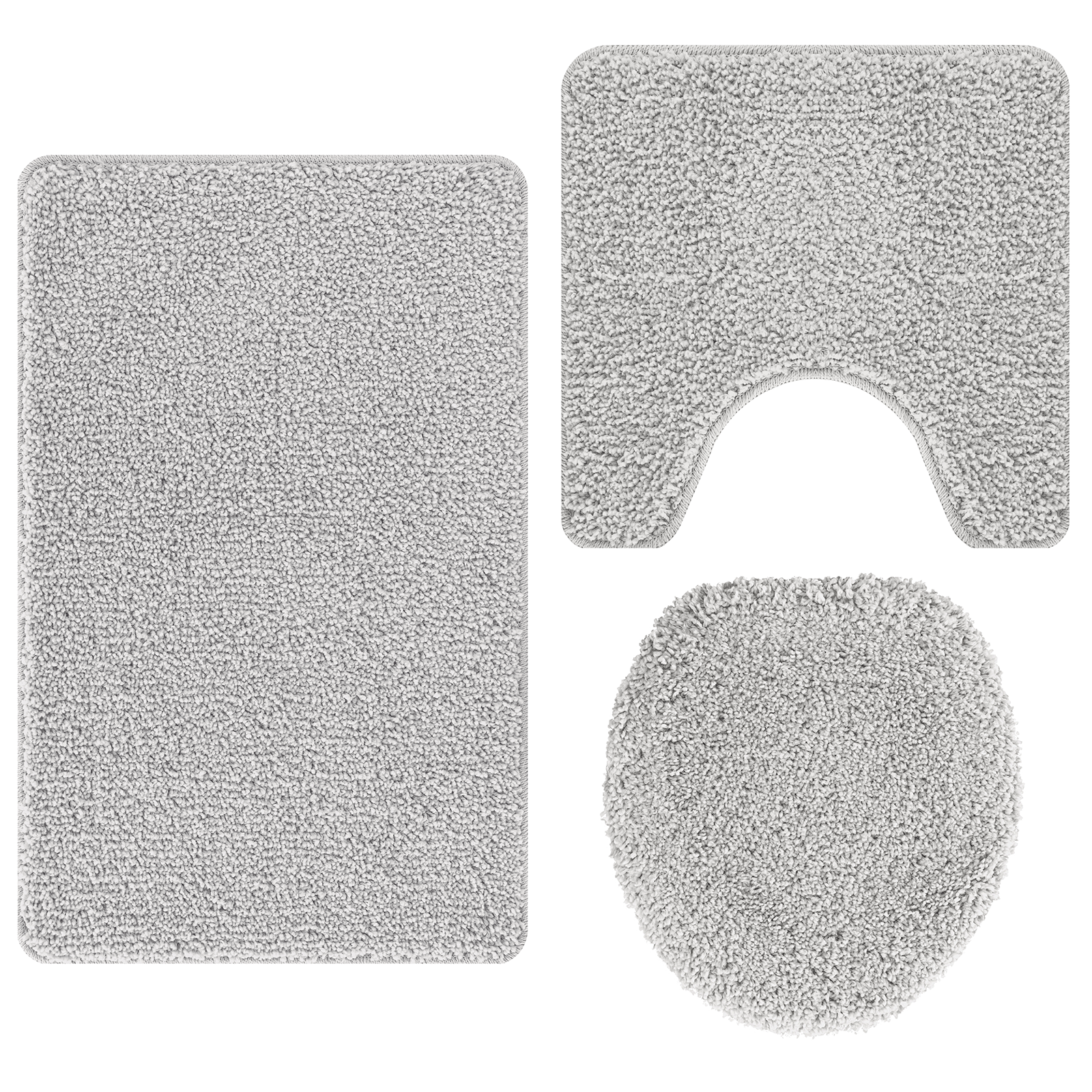 3 Piece Bath Mat Set Grey Polypropylen Non-Slip - Image 7