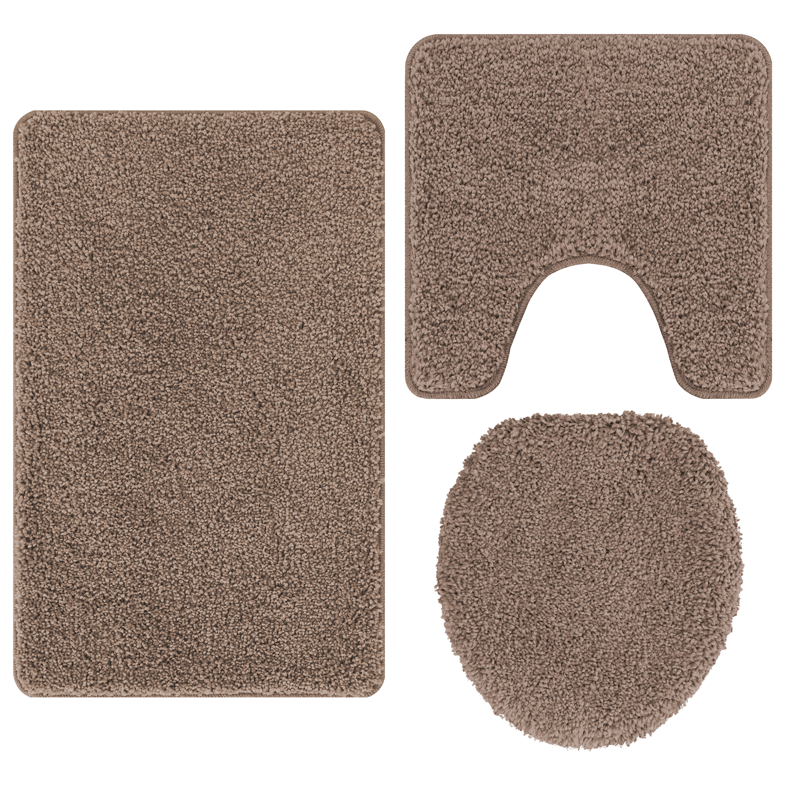 3 Piece Bath Mat Set Brown Polypropylen Non-Slip - Image 7