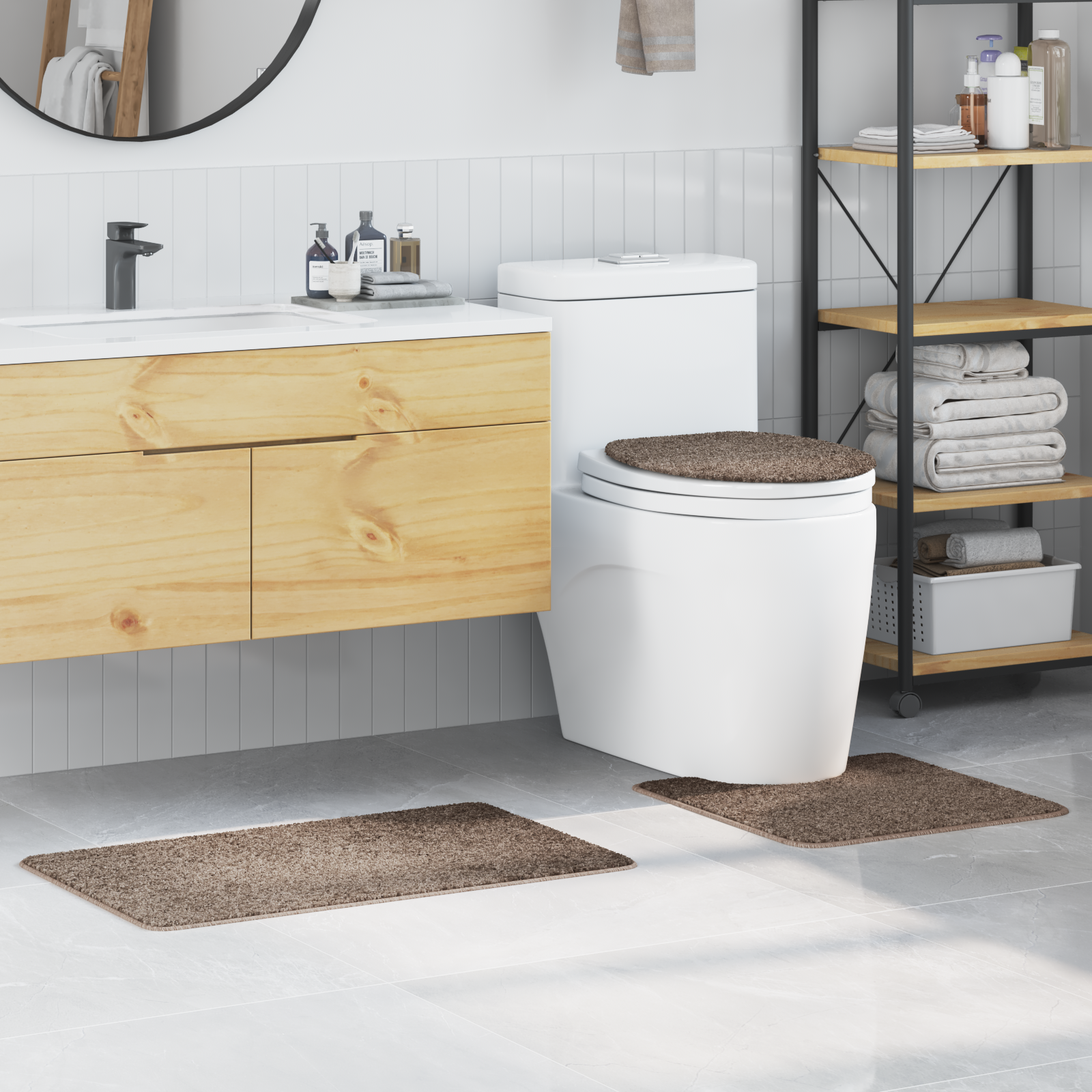 3-delige badmatset Bruin Polypropeen Antislip
