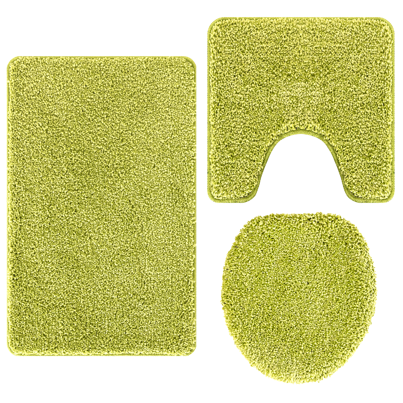 3 Piece Bath Mat Set Green Polypropylen Non-Slip - Image 6