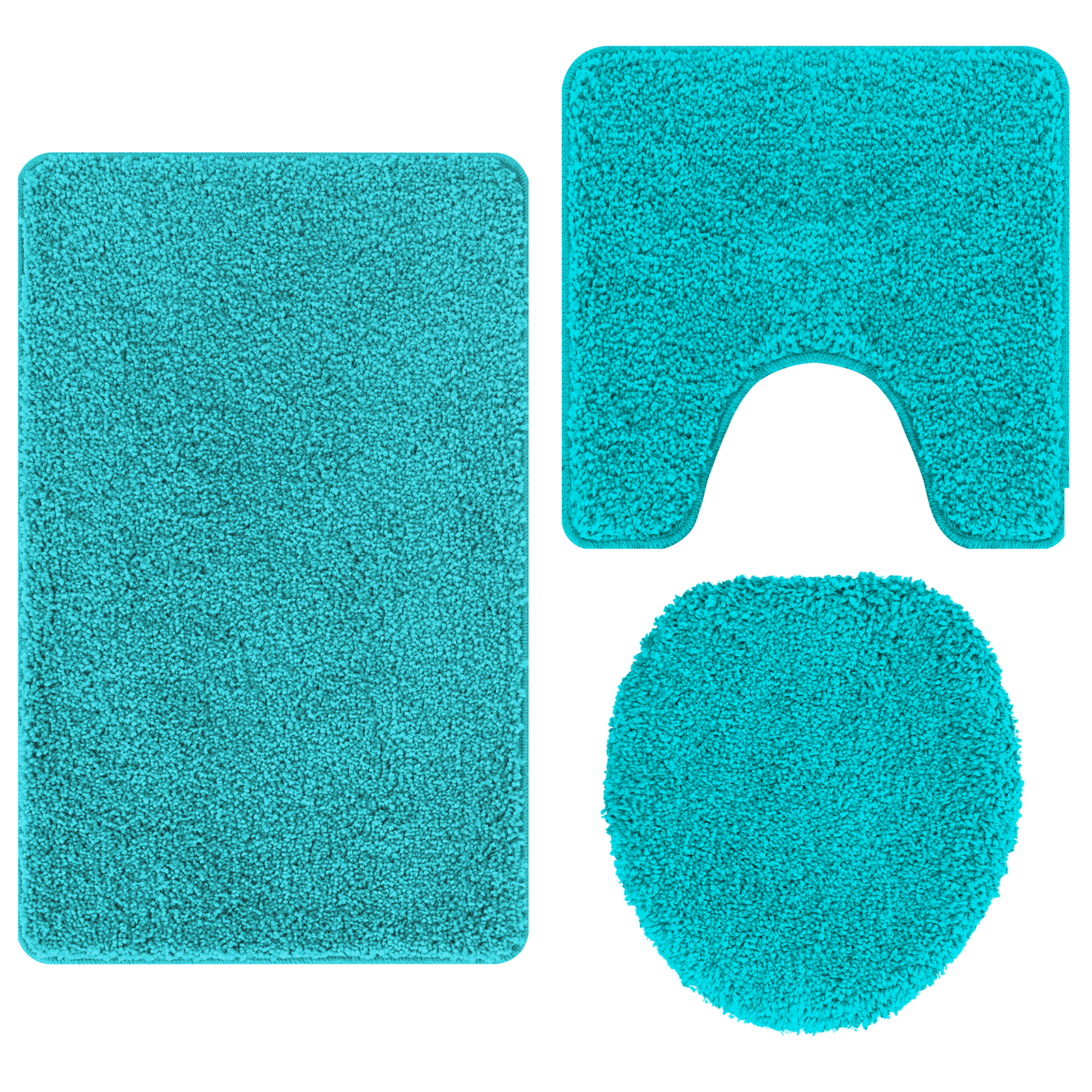 3 Piece Bath Mat Set Turquoise Polypropylen Non-Slip - Image 7