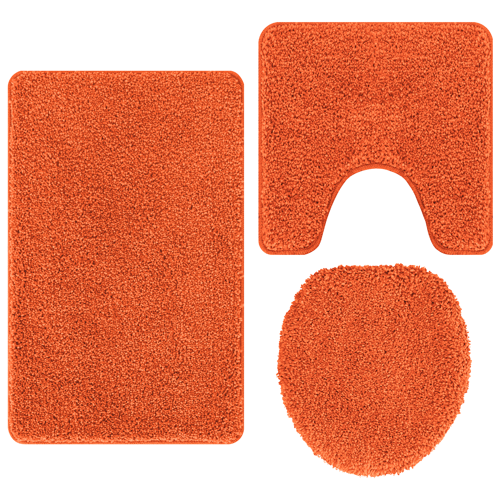3 Piece Bath Mat Set Orange Polypropylen Non-Slip - Image 7