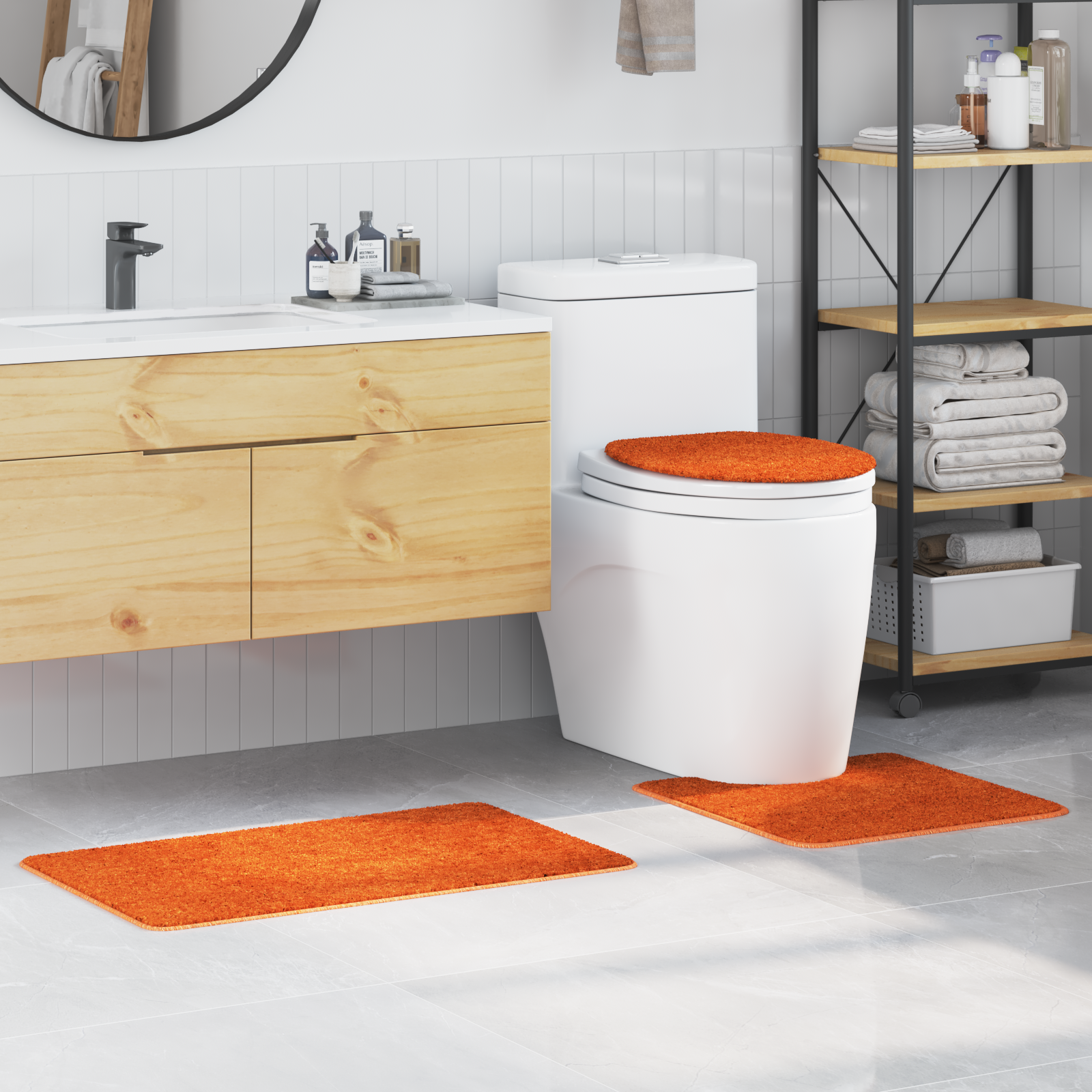 Thumbnail - vidaXL 3-tlg. Badematten-Set Orange Polypropylen Rutschfest