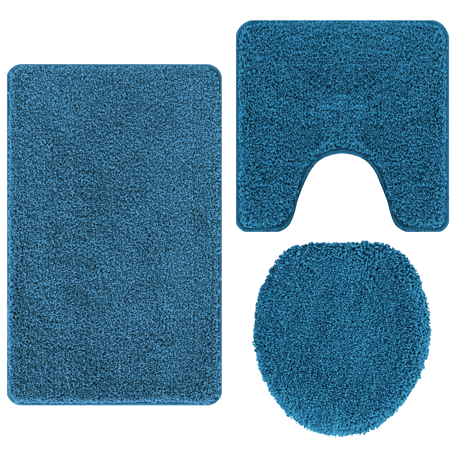 3 Piece Bath Mat Set Blue Polypropylen Non-Slip - Image 7